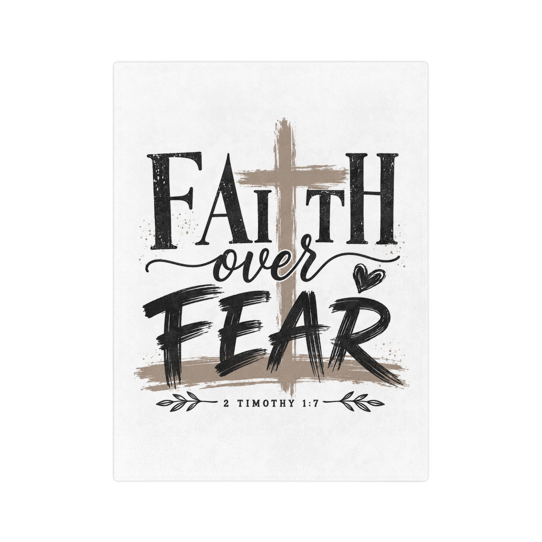 Faith Over Fear Velveteen Blanket — Christian Inspirational Throw (2 Timothy 1:7)