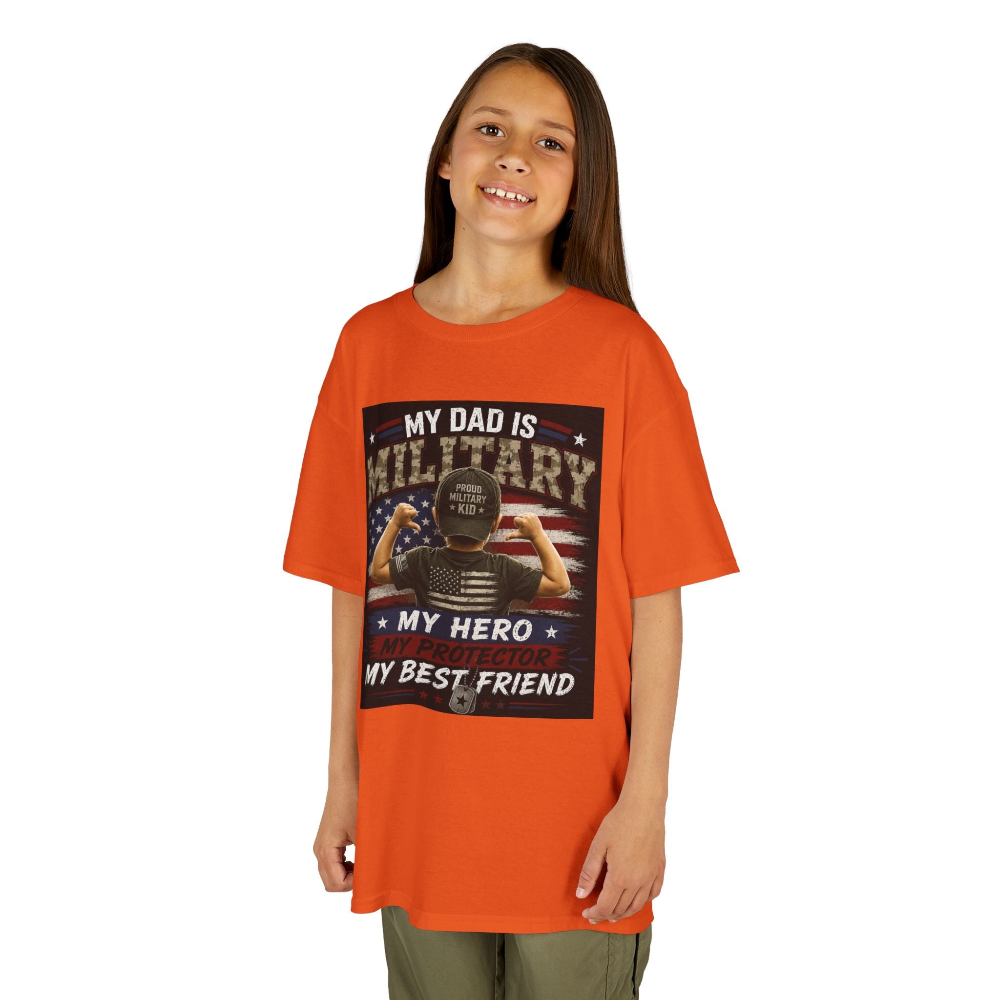Kids Tee — "My Dad Is Military" Patriotic Hero Shirt