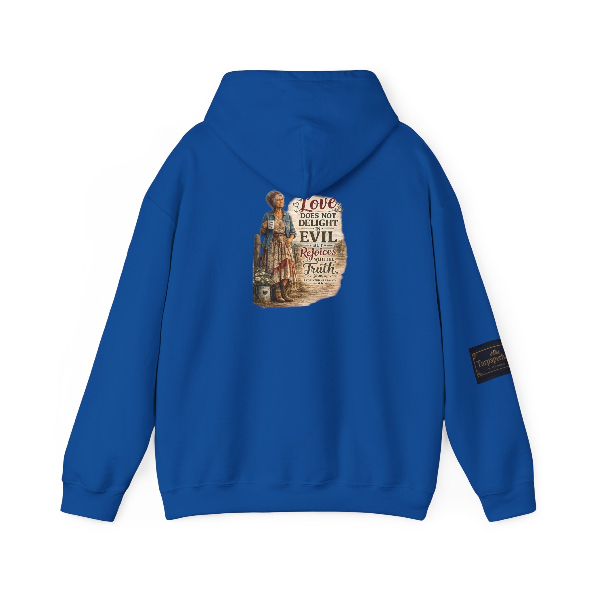 Christian Faith Hoodie - "Love Does Not Delight in Evil" Scripture Sweatshirt