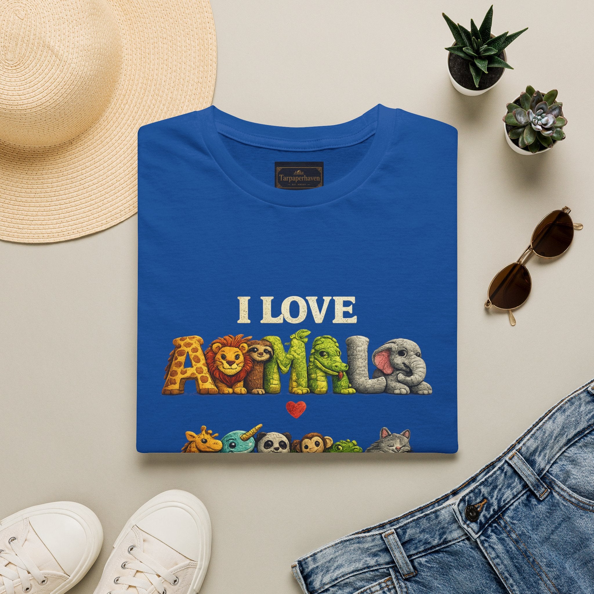 "I Love Animals" Cute Wildlife Graphic Tee