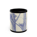 Hand-Drawn two cats  Tree Mug — Blue Sketch Notebook-Style Illustration (11oz/15oz)