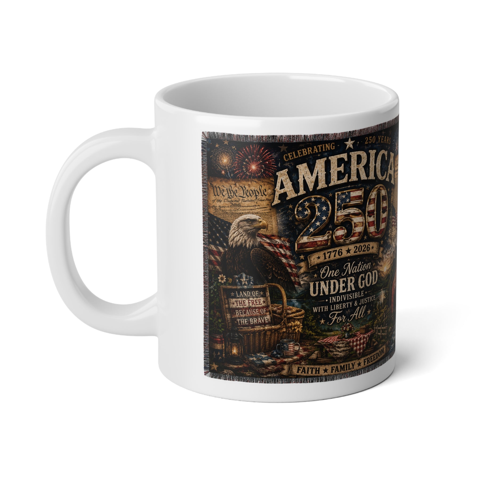 America 250th Anniversary Jumbo Mug — Patriotic Statue of Liberty Coffee Cup (20oz)