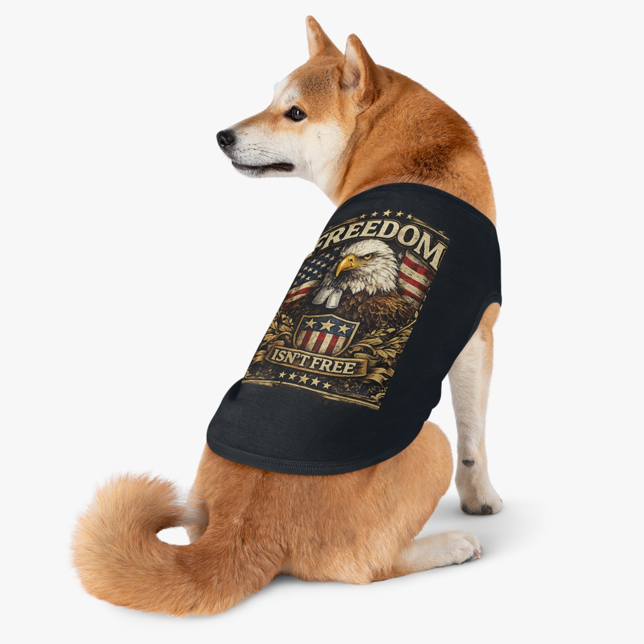Patriotic Pet Tank Top — "Freedom Isn't Free" Eagle & American Flag