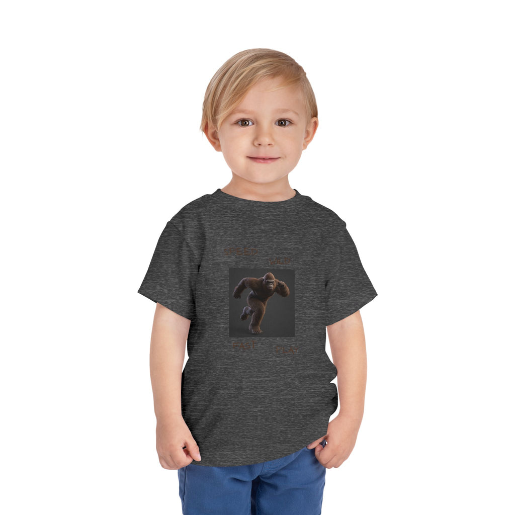Toddler Tee — 'Speed Wild Fast Play' Running SasquatchGraphic