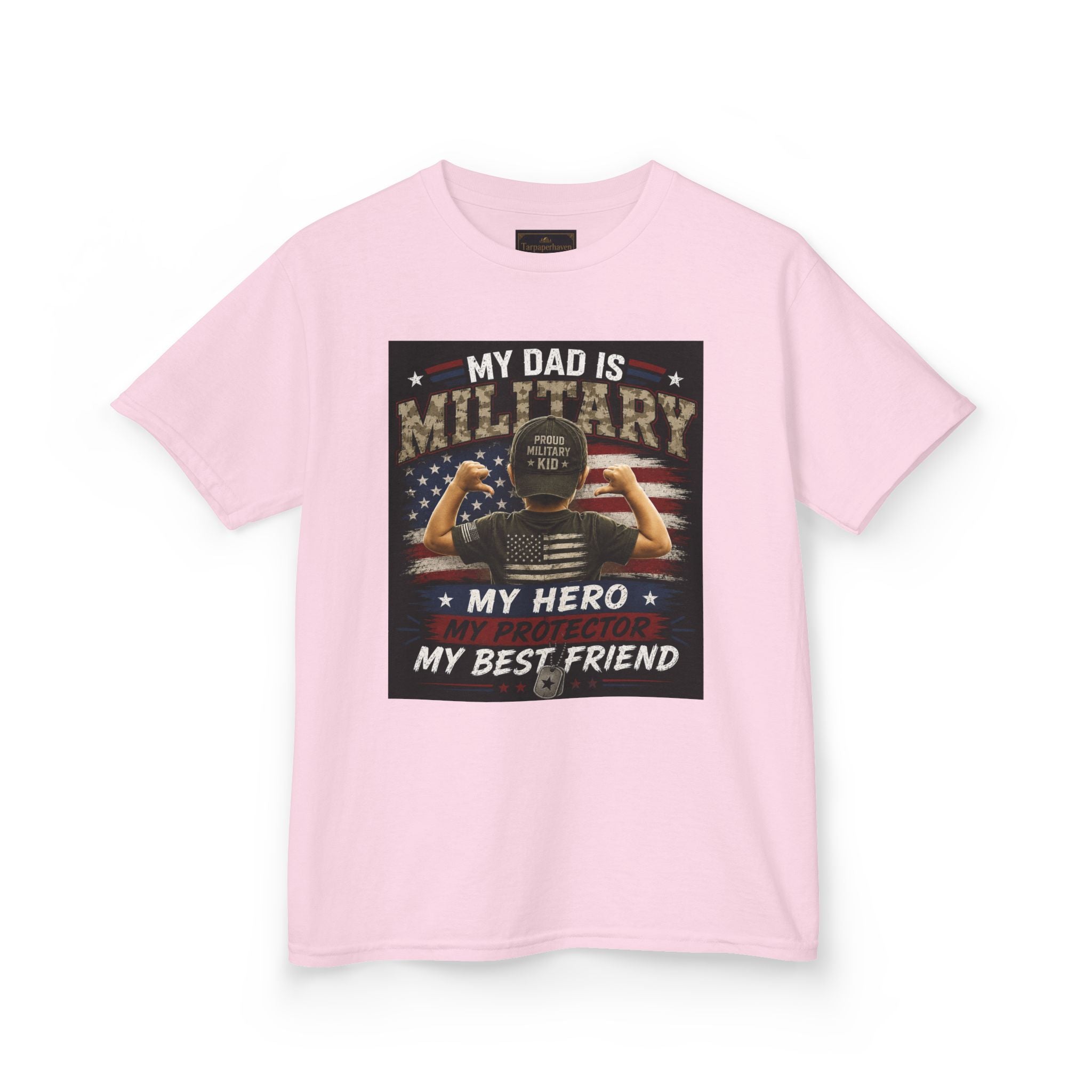 Kids Tee — "My Dad Is Military" Patriotic Hero Shirt