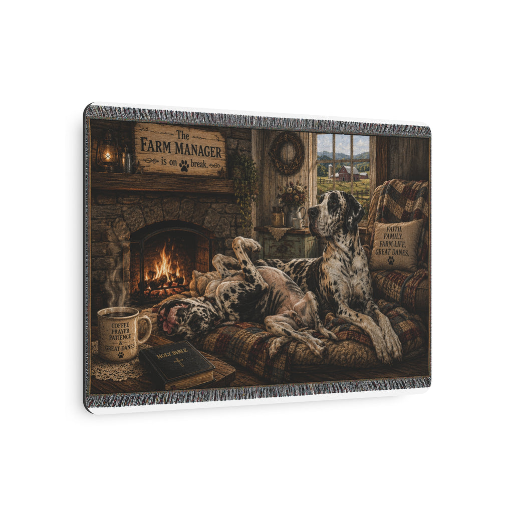 Metal Sign — Cozy Farmhouse Great Dane Scene