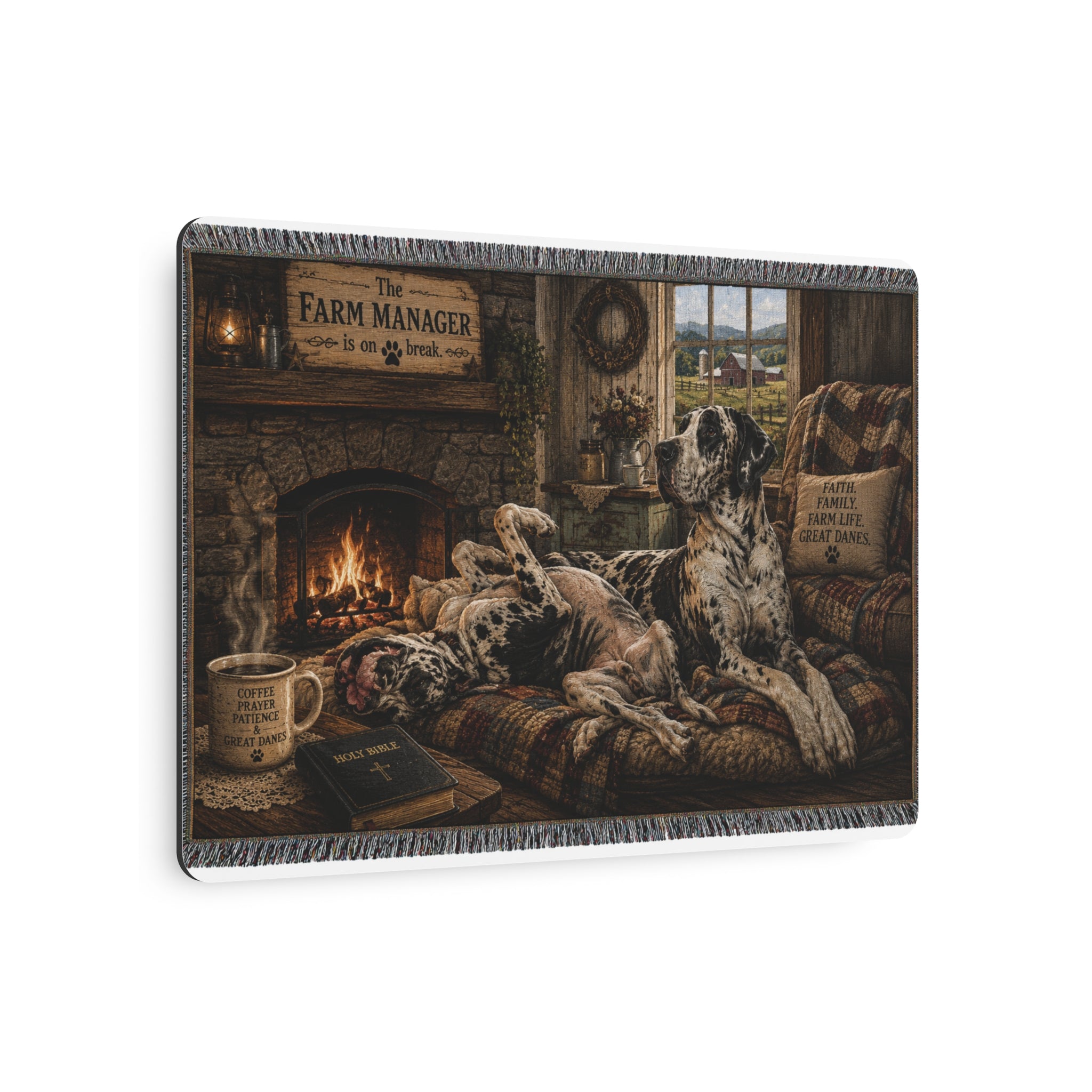 Metal Sign — Cozy Farmhouse Great Dane Scene