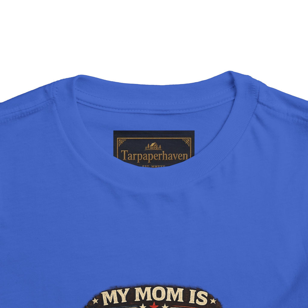 Toddler Tee "My Mom is Military - Strong Beautiful Hero" | Patriotic Kids Shirt