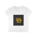 Faith Over Fear V-Neck Tee — Inspirational Christian Women's Shirt