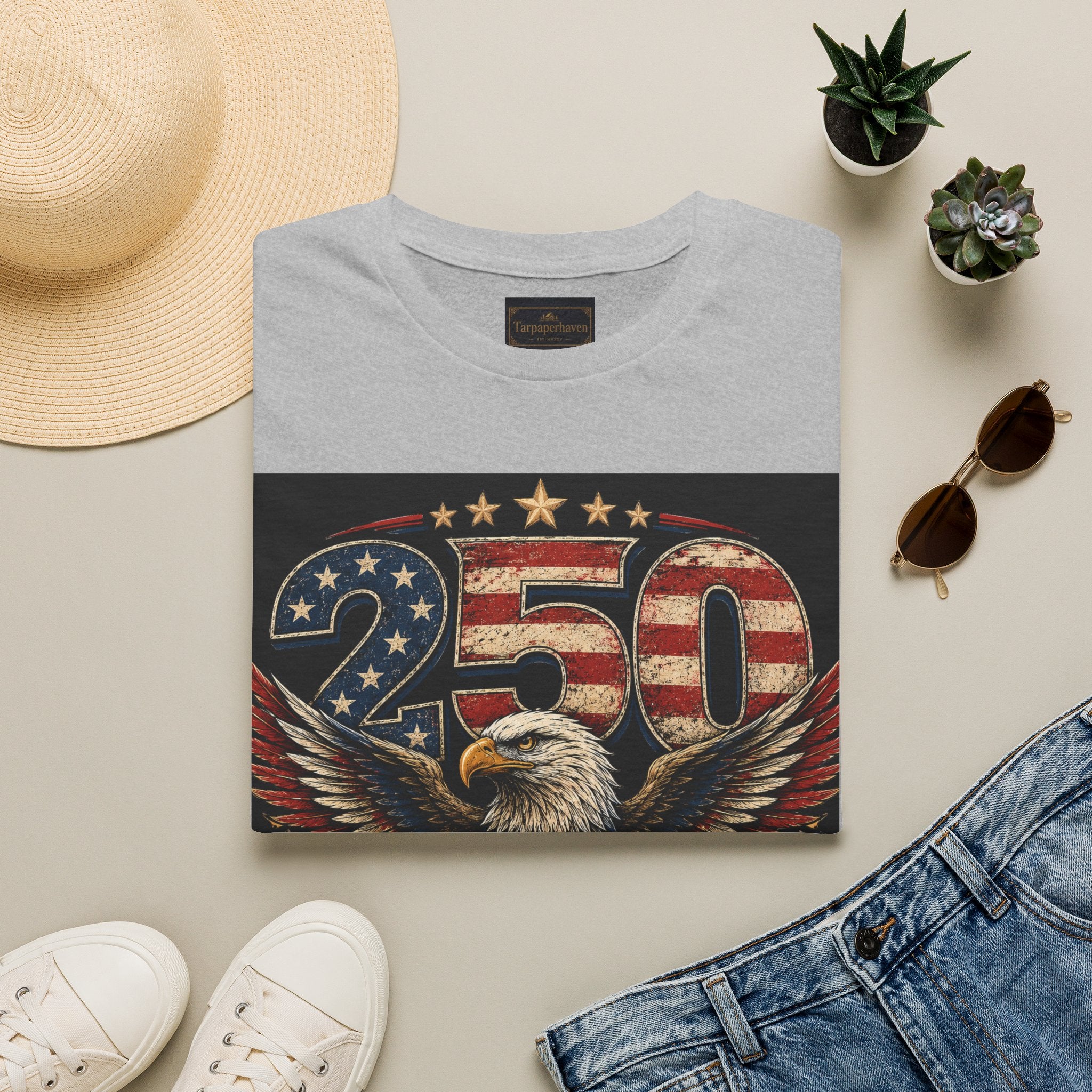Patriotic 250 Years Freedom T-Shirt — American Flag Eagle Anniversary Tee