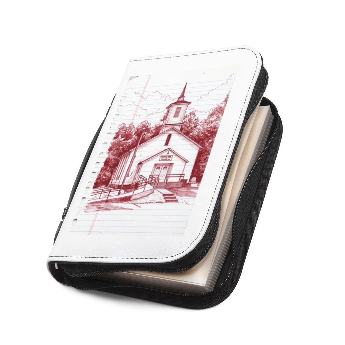 Church Red Work Sketch Bible Cover