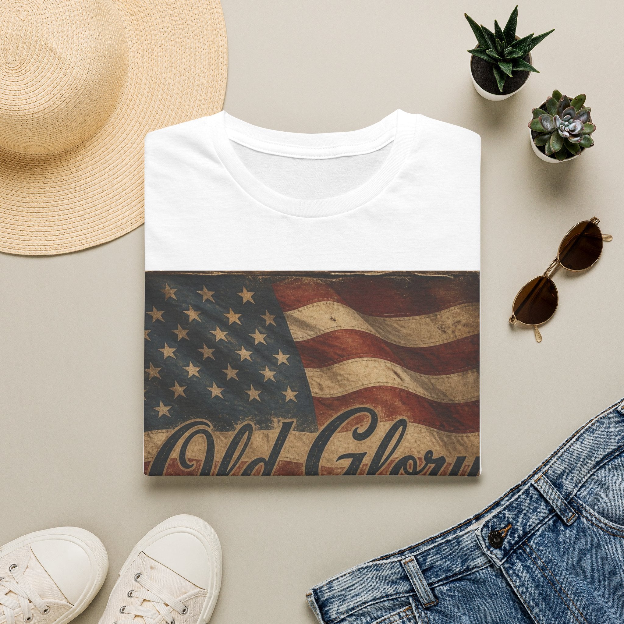 Old Glory Flag T-Shirt — 1776-2026 Vintage American Patriot Tee