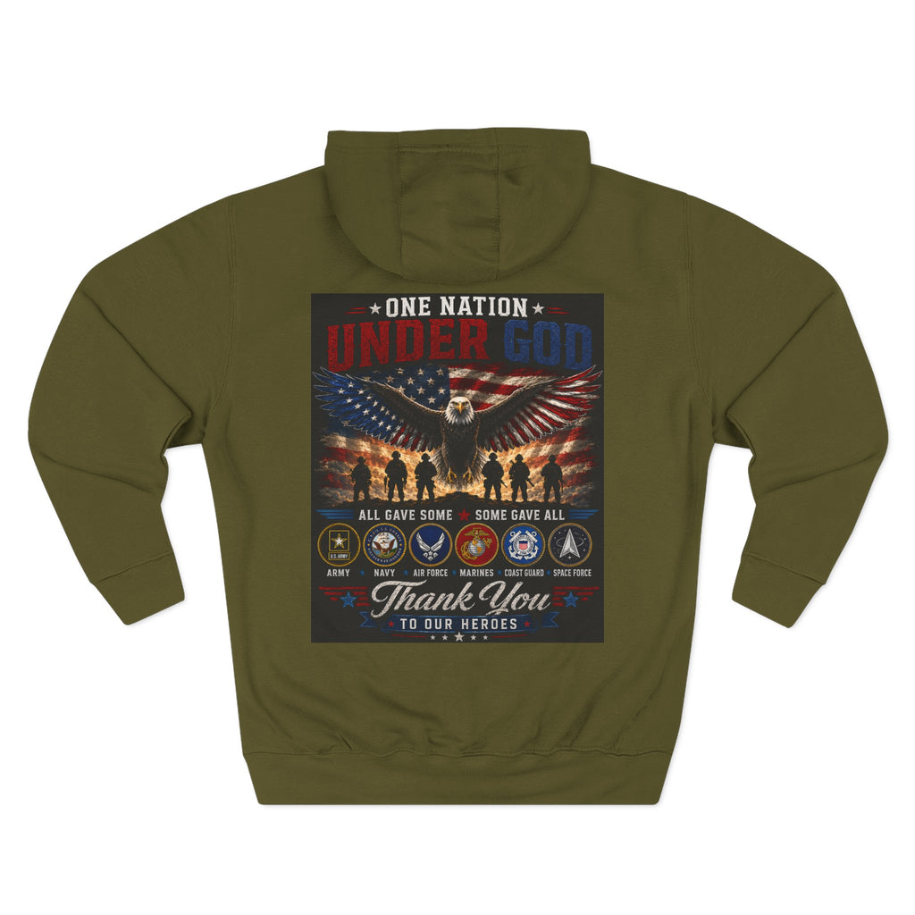 Military Tribute Hoodie — "One Nation Under God" Patriotic Fleece