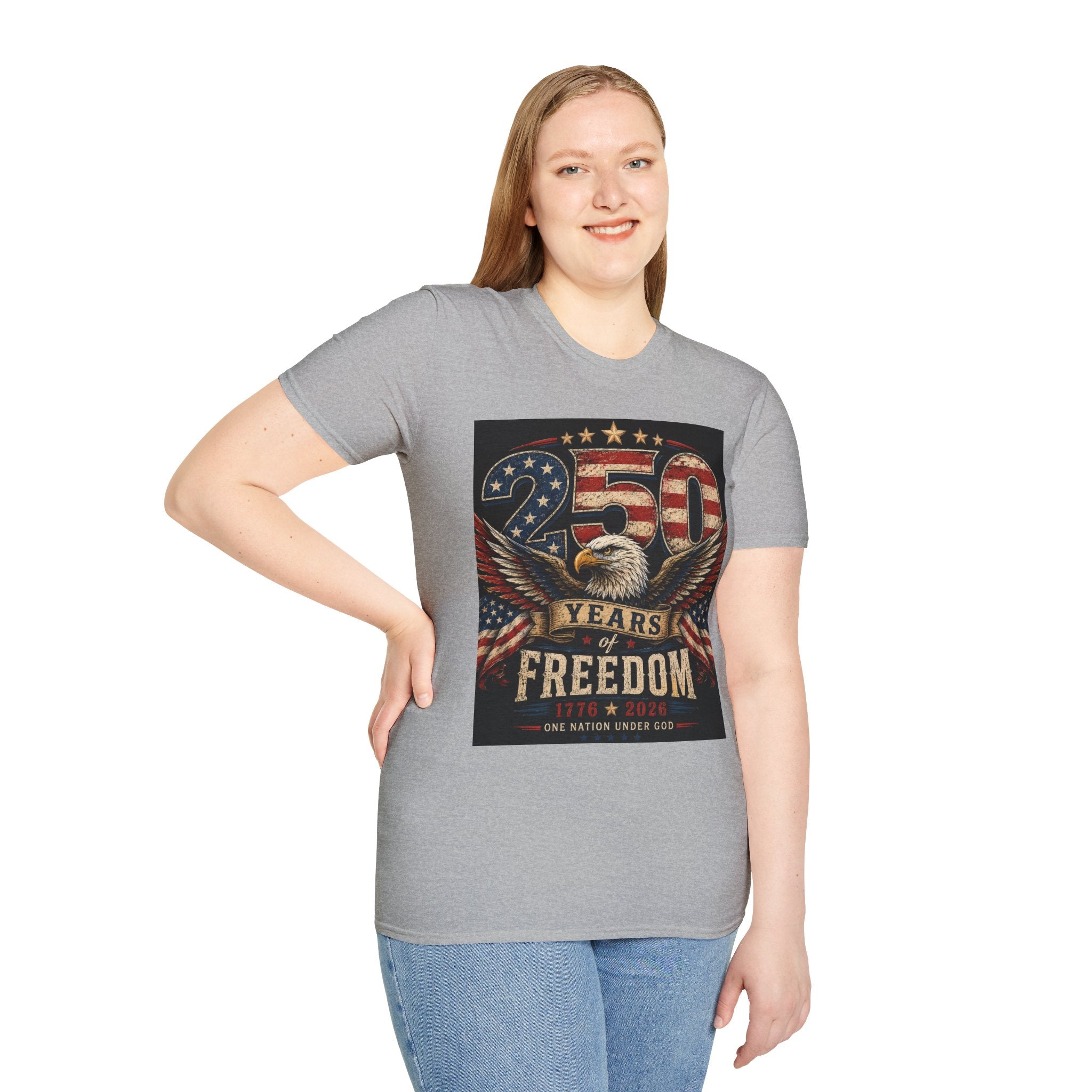 Patriotic 250 Years Freedom T-Shirt — American Flag Eagle Anniversary Tee
