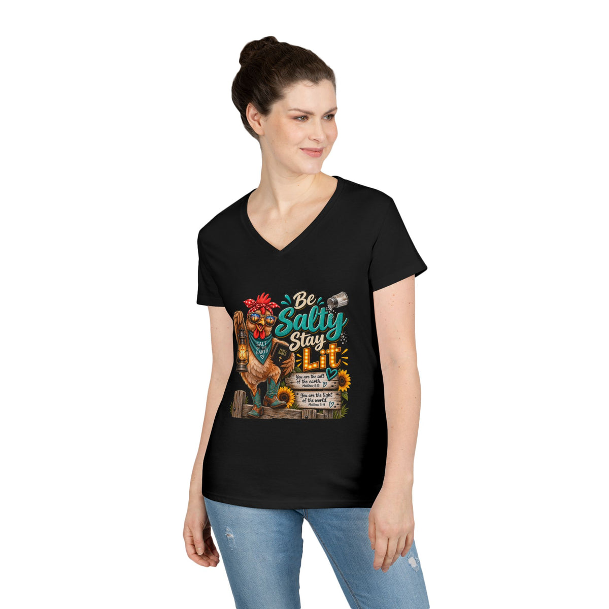 Be Salty Stay Lit Chicken V-Neck Tee