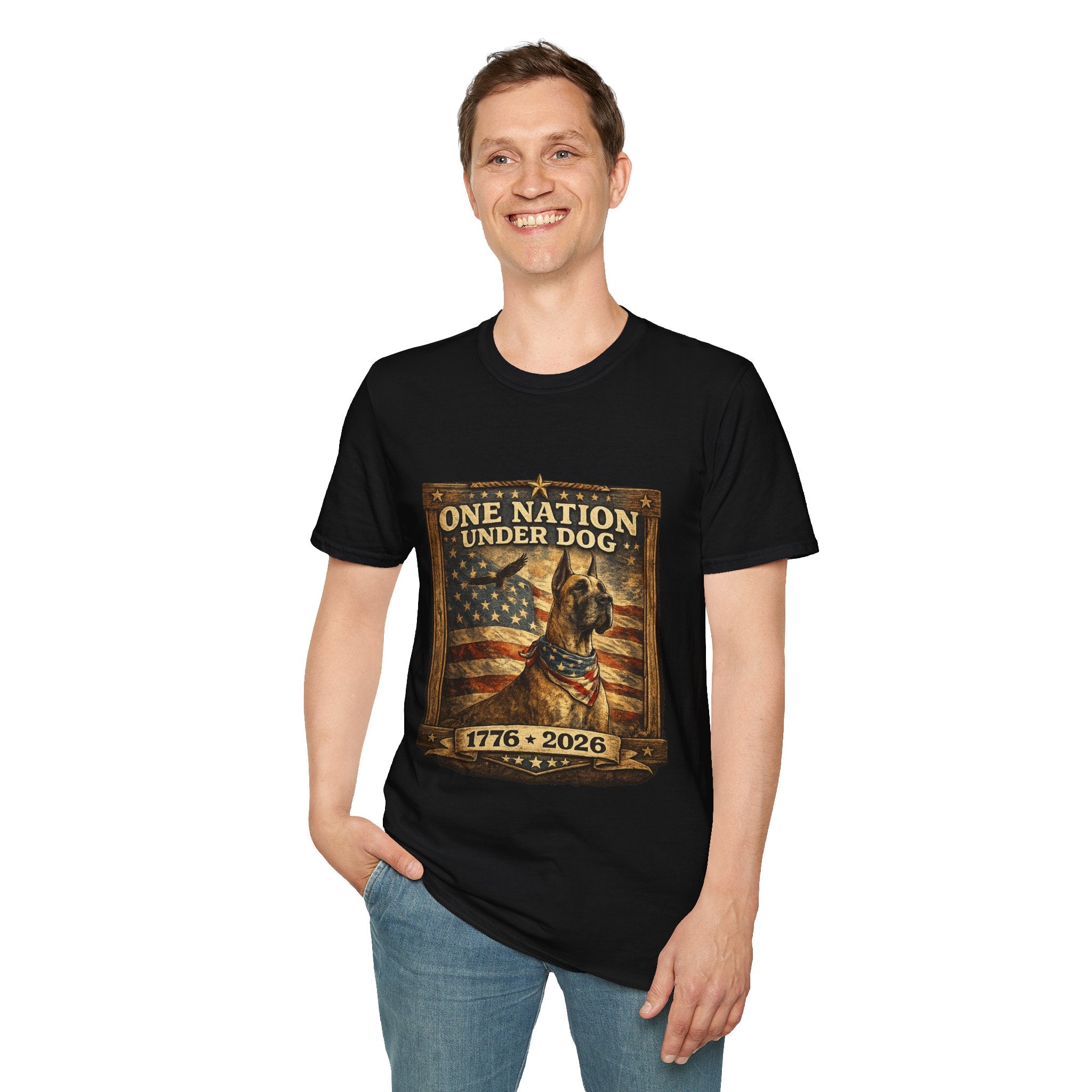 T‑Shirt — Patriotic American Flag Great Dane  Tee (1776–2026)