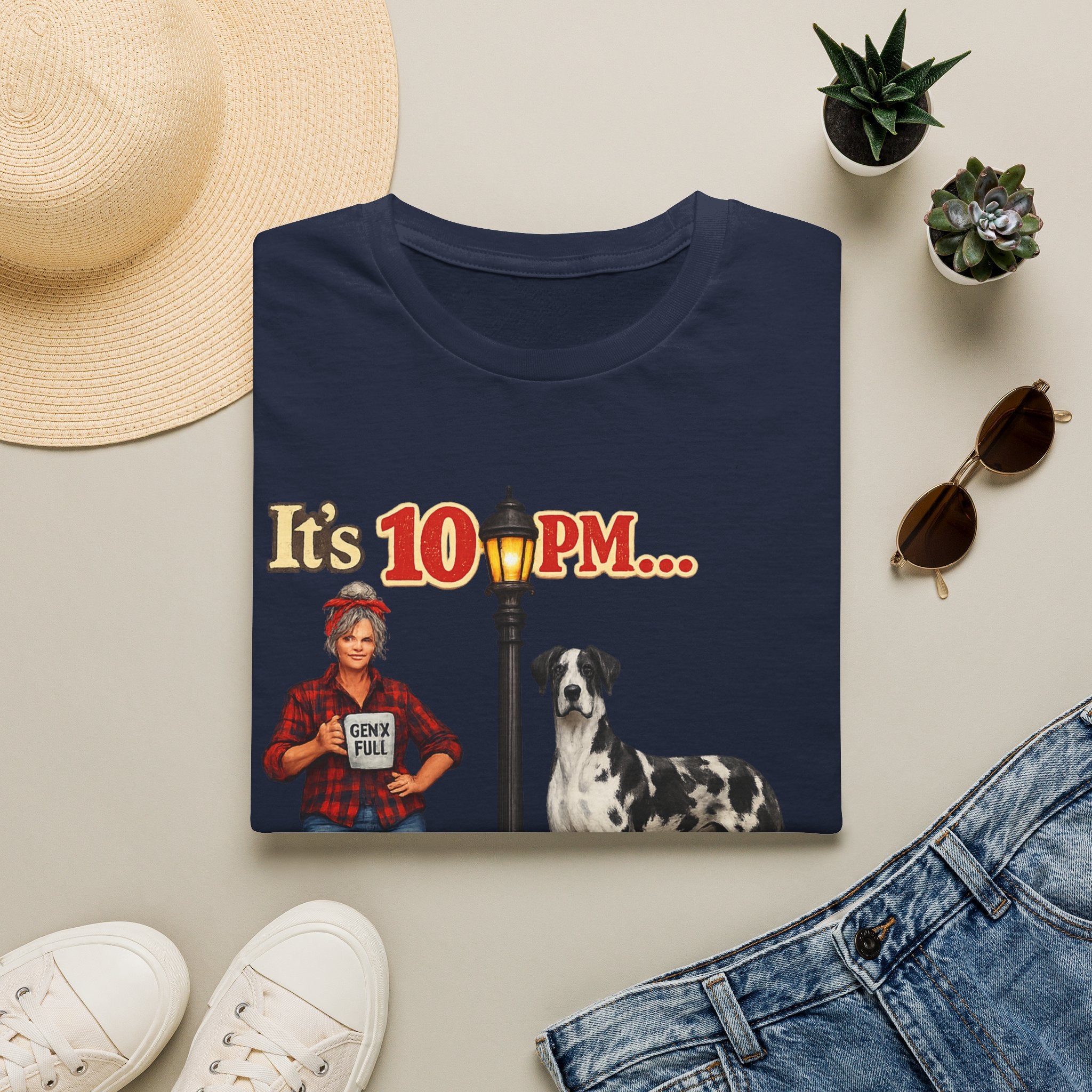 T‑Shirt — "It's 10 PM... Do You Know Where Your Kids Are?" Vintage Lamp & Dog Graphic