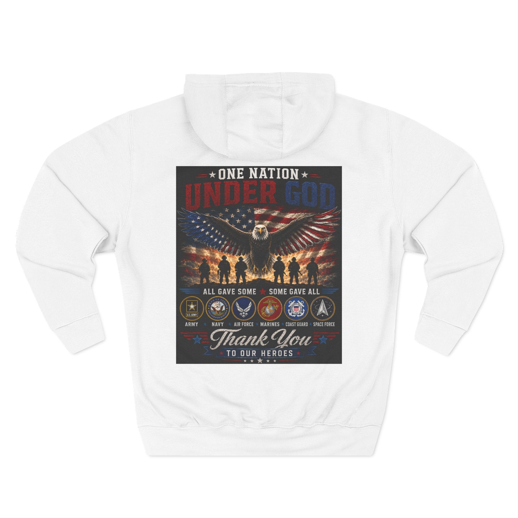 Military Tribute Hoodie — "One Nation Under God" Patriotic Fleece