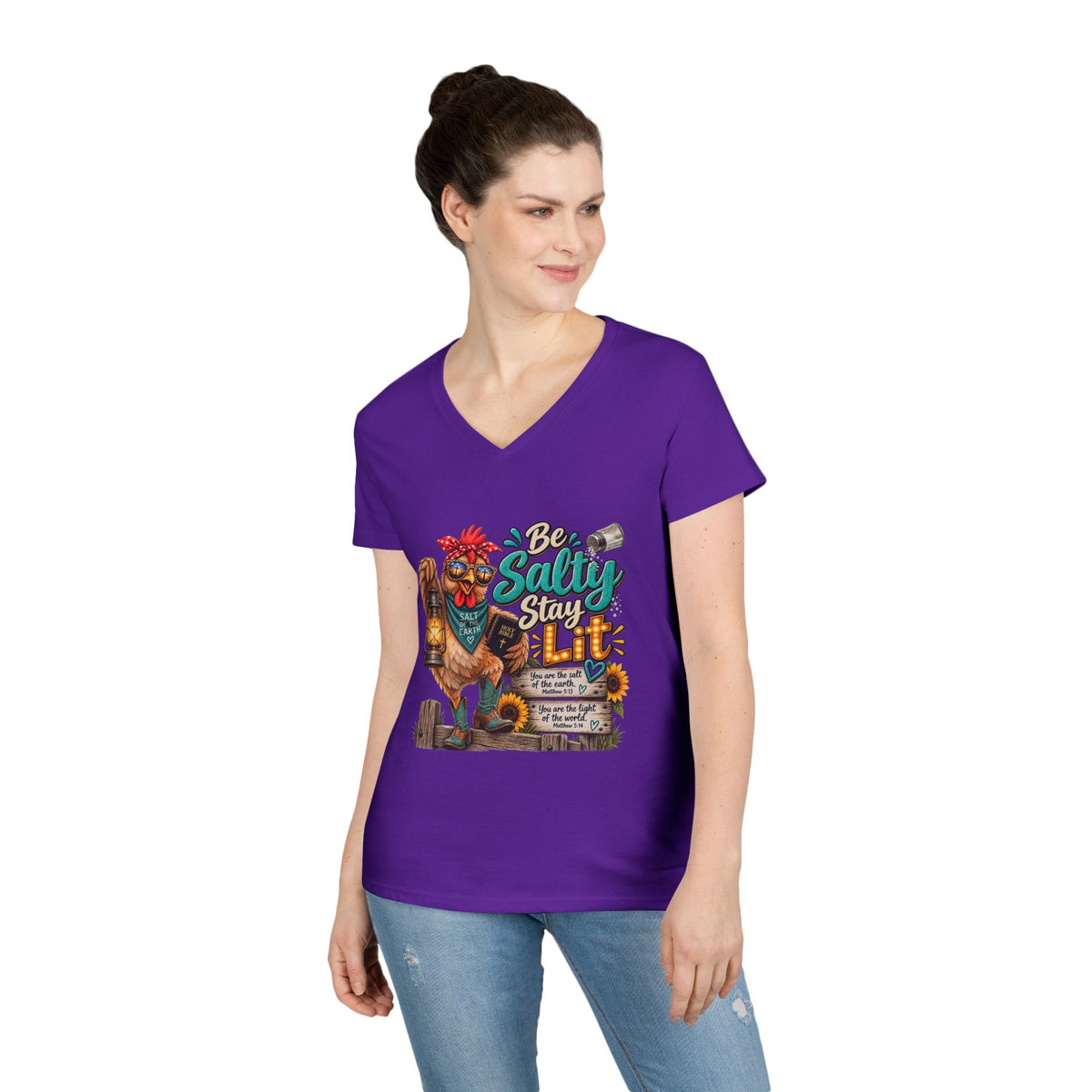Be Salty Stay Lit Chicken V-Neck Tee