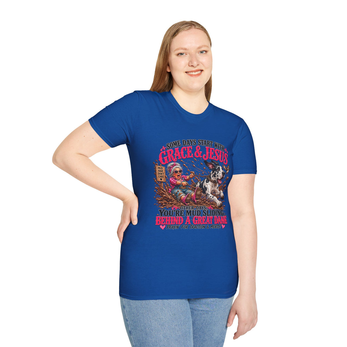 Great Dane Christian Mud Slide  Funny Graphic Tee