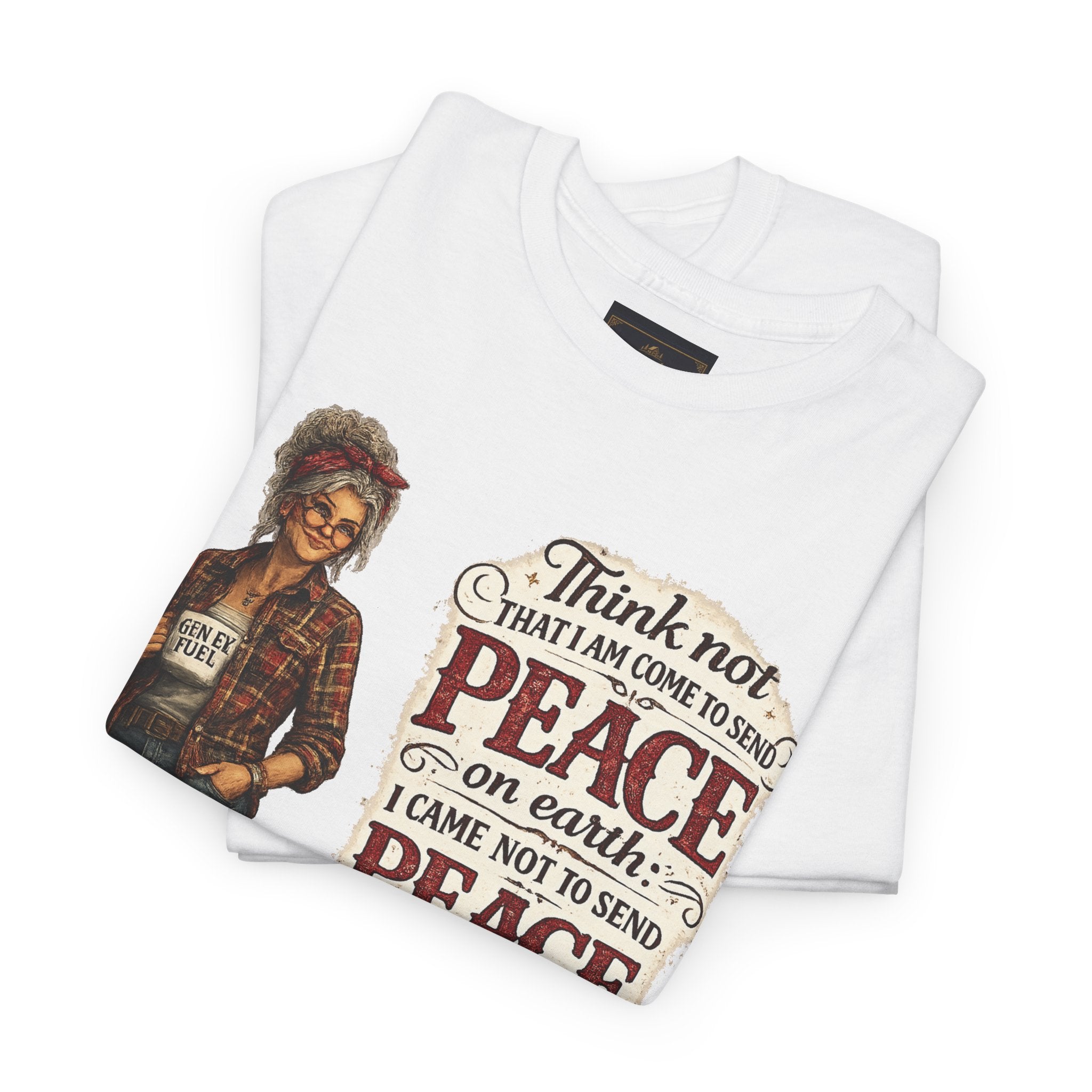 Christian Faith Tee — "I Come Not to Send Peace but a Sword" Matthew 10:34 Graphic Shirt