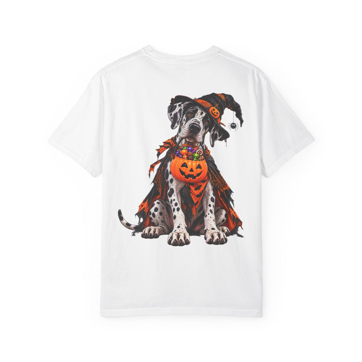 Halloween Great Dane T-Shirt — Cute Dog in Pumpkin Costume Graphic Tee