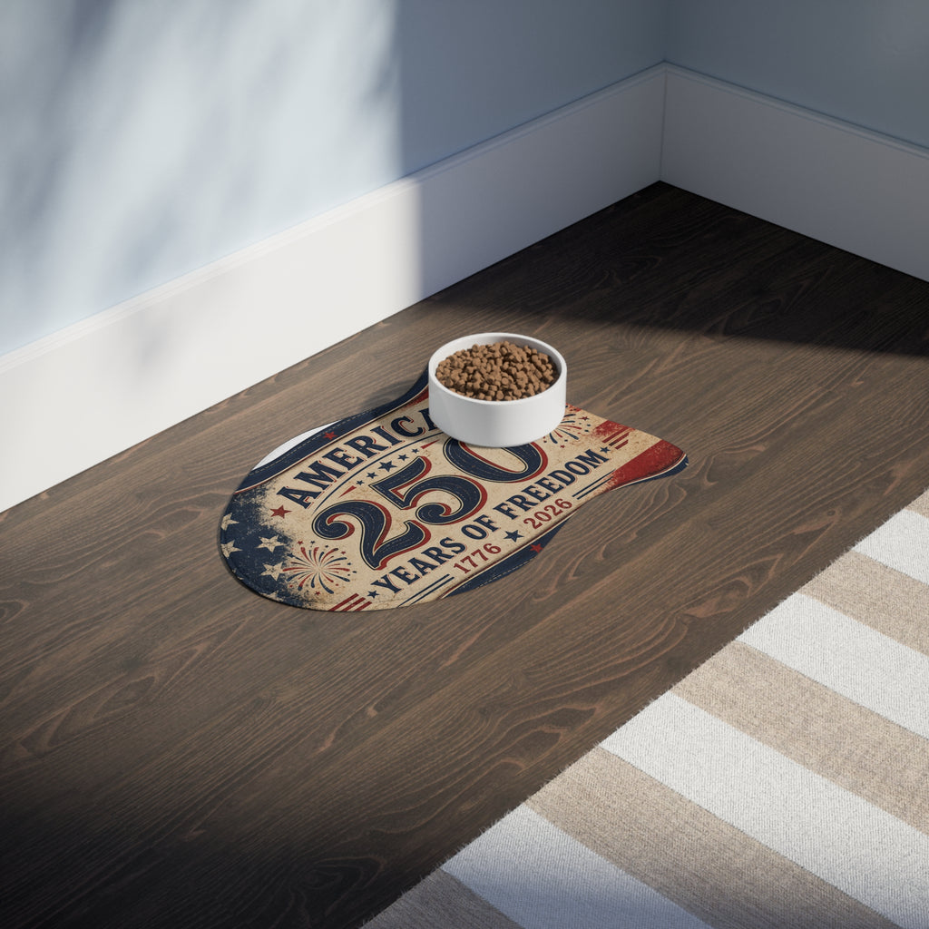 America 250 Years of Freedom 1776–2026 Patriotic Dog/Cat Bowl feeding Mat