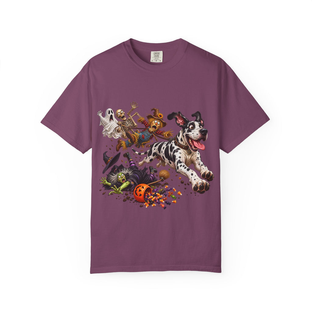 Halloween Great Dane T-Shirt — Cute Dog in Pumpkin Costume Graphic Tee