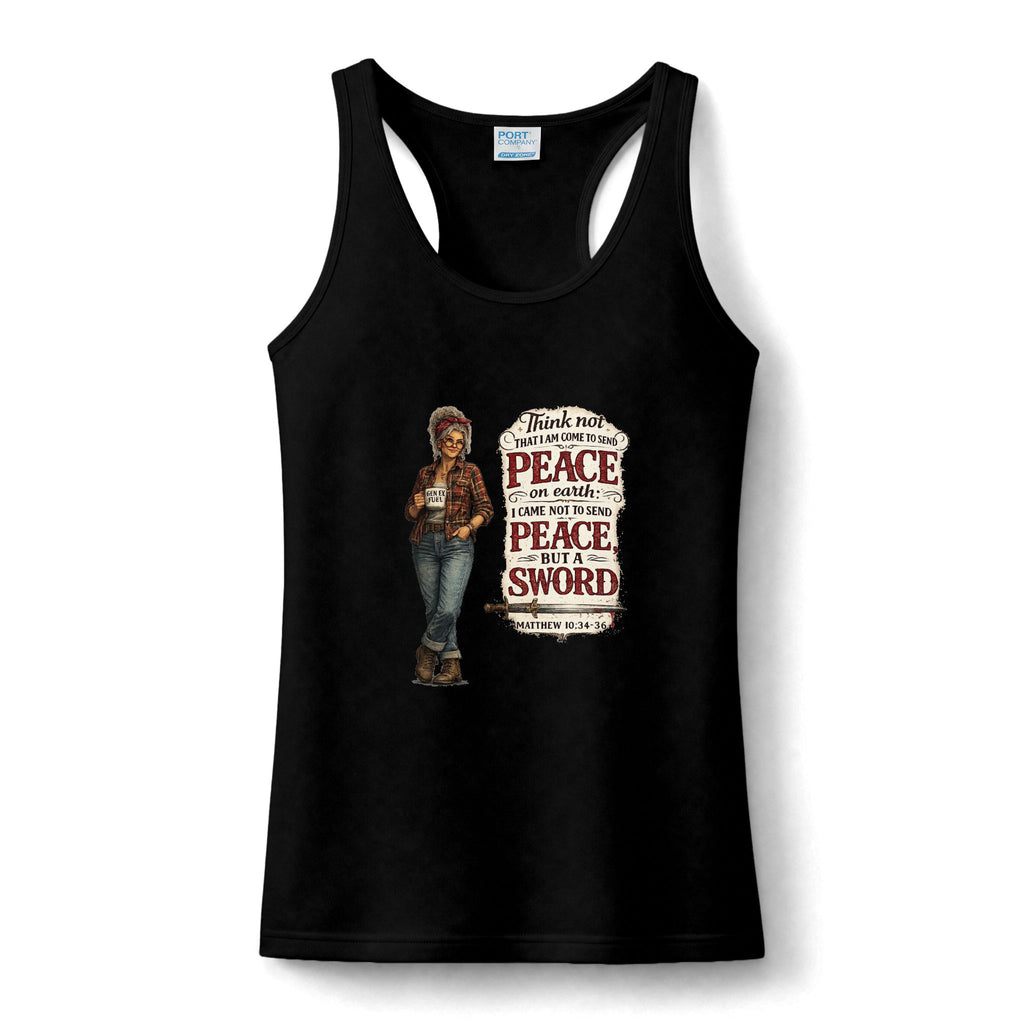 Women's Tank Top - "Didn't come to bring peace " Vintage Cowgirl Graphic