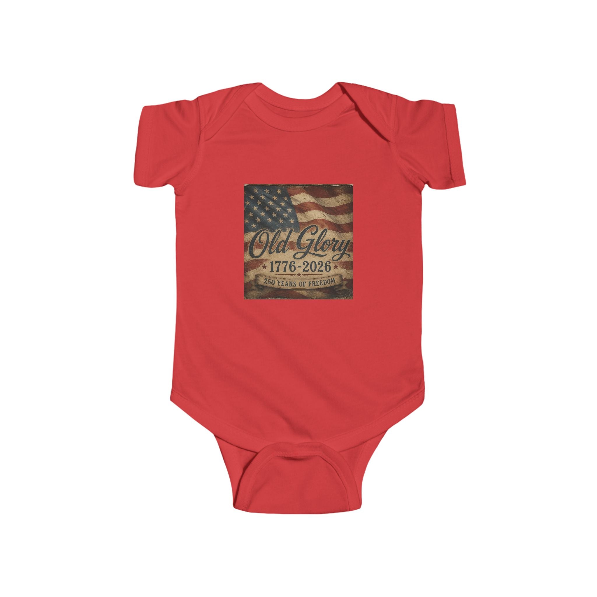 Infant Bodysuit - Vintage American Flag "Old Glory 1776-2026" Patriotic Baby Onesie