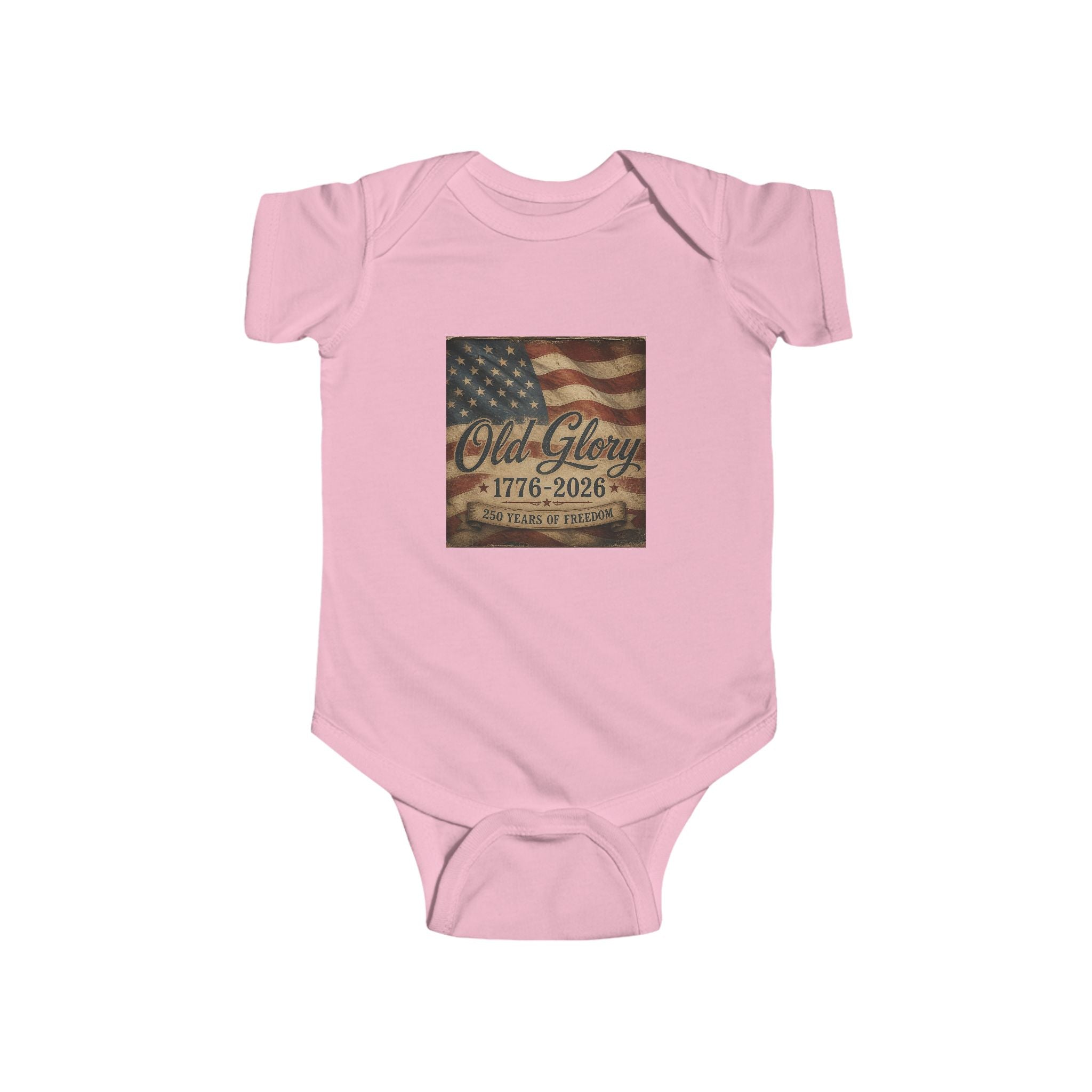 Infant Bodysuit - Vintage American Flag "Old Glory 1776-2026" Patriotic Baby Onesie