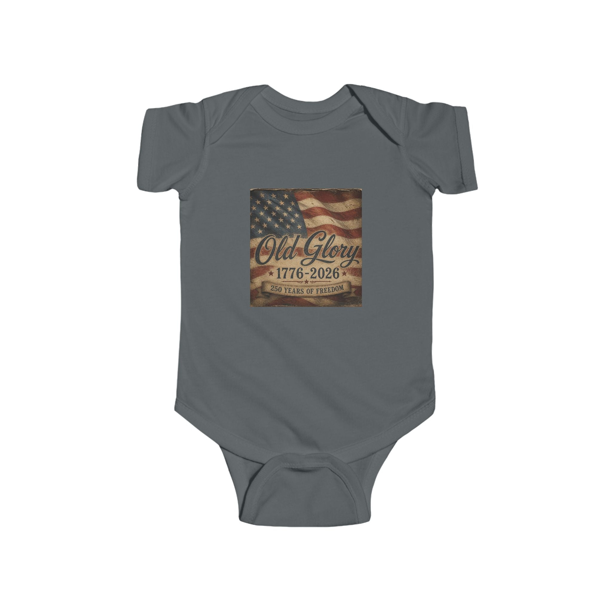 Infant Bodysuit - Vintage American Flag "Old Glory 1776-2026" Patriotic Baby Onesie