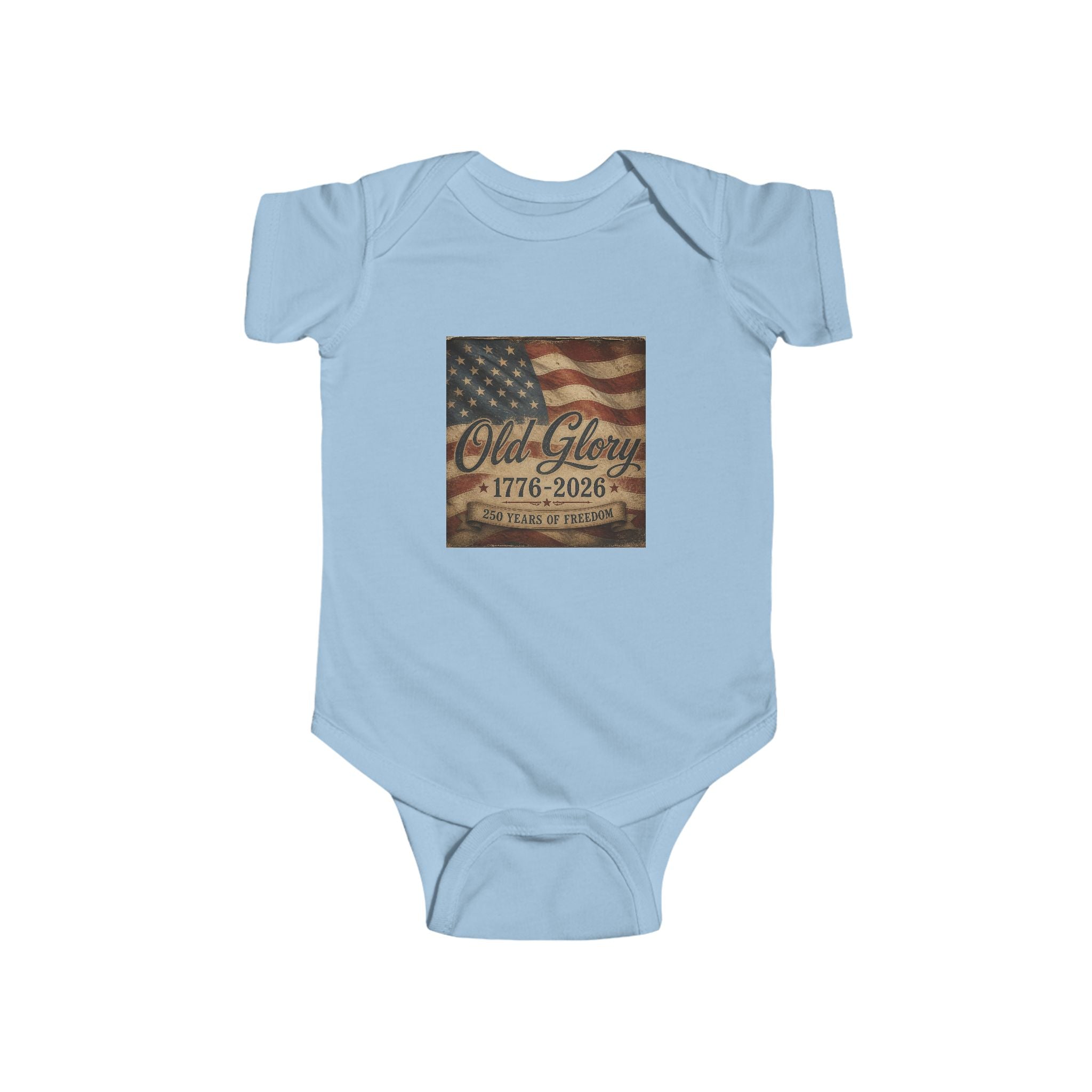 Infant Bodysuit - Vintage American Flag "Old Glory 1776-2026" Patriotic Baby Onesie