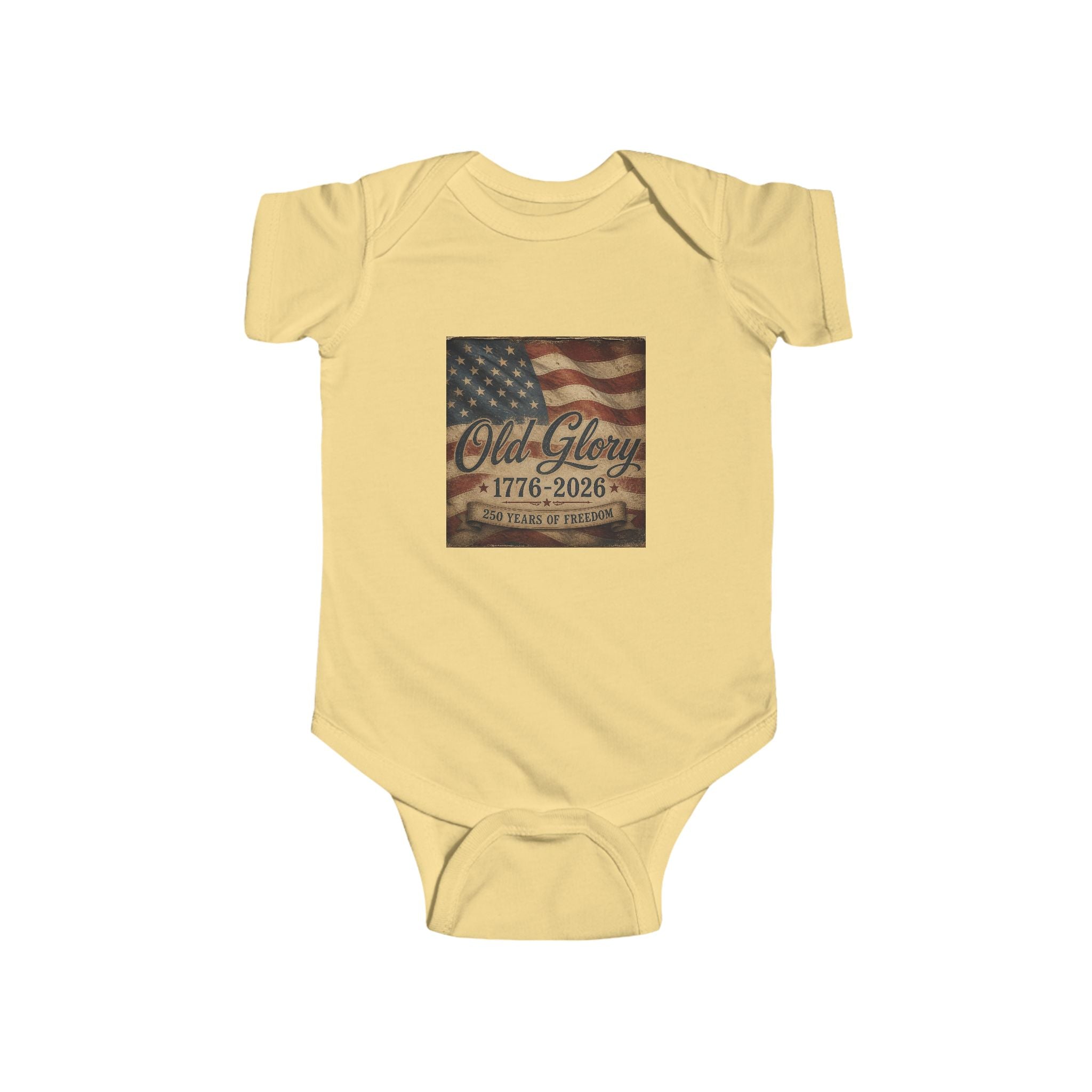 Infant Bodysuit - Vintage American Flag "Old Glory 1776-2026" Patriotic Baby Onesie