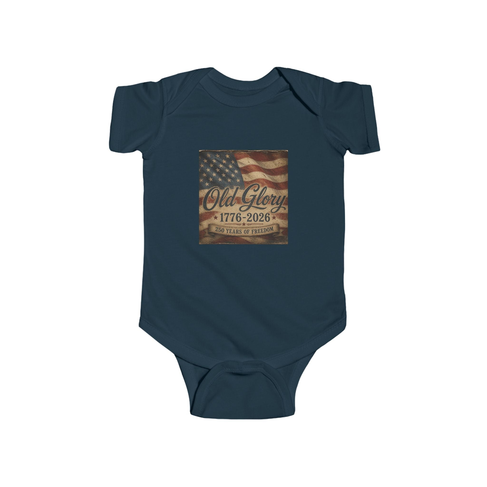 Infant Bodysuit - Vintage American Flag "Old Glory 1776-2026" Patriotic Baby Onesie