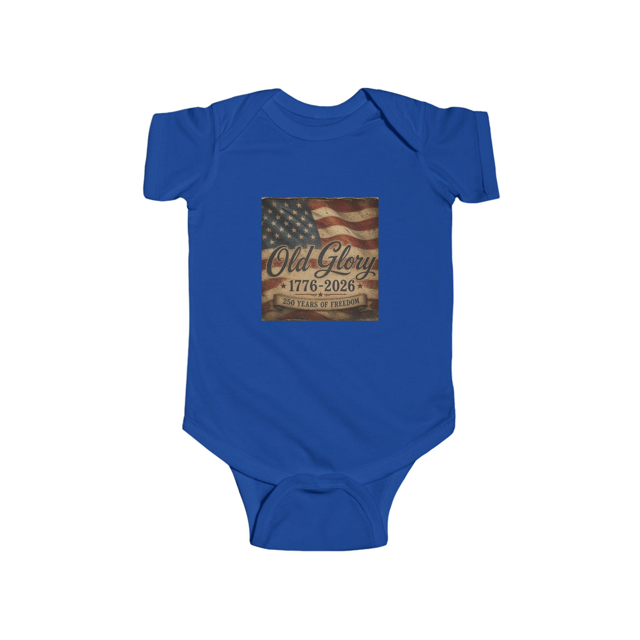 Infant Bodysuit - Vintage American Flag "Old Glory 1776-2026" Patriotic Baby Onesie