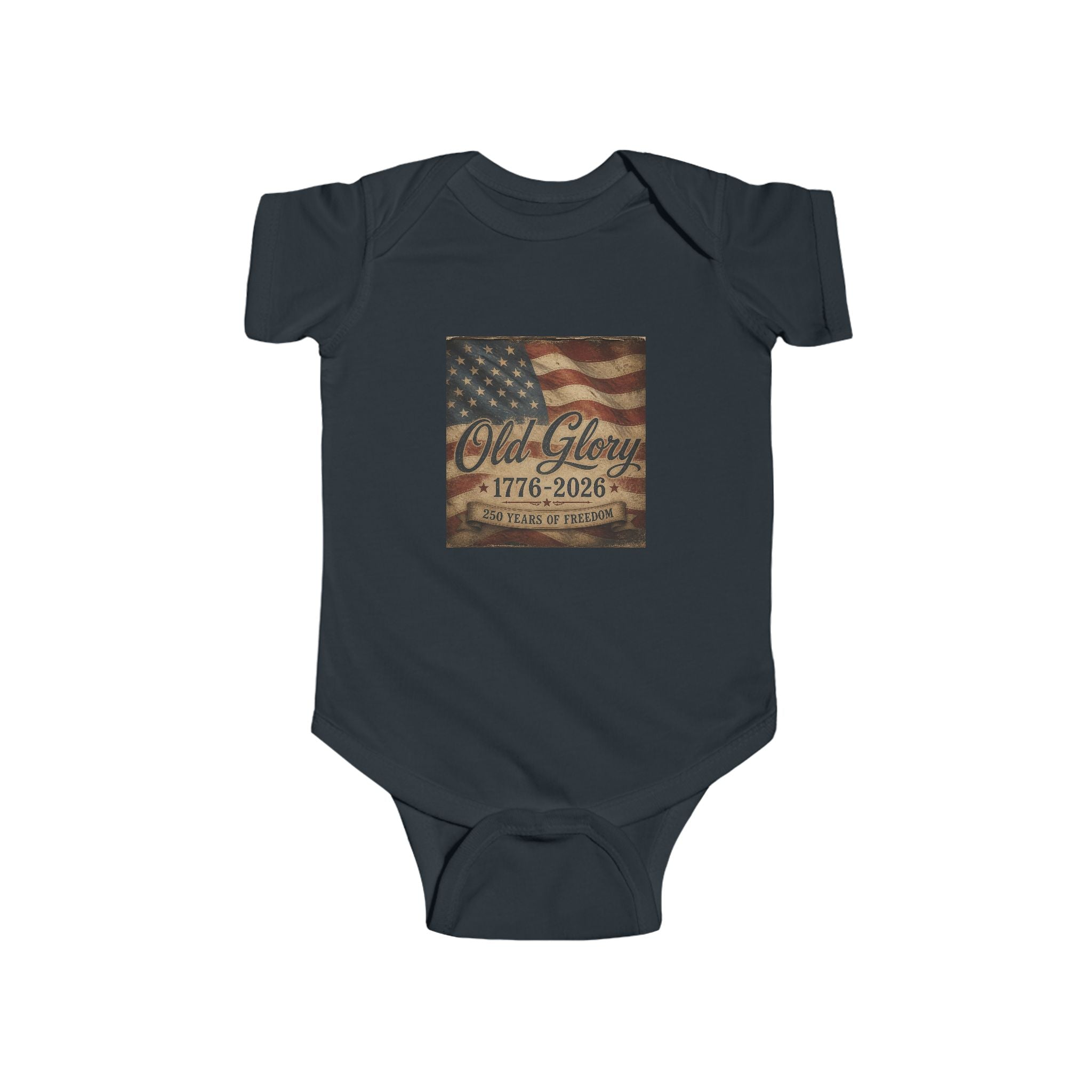 Infant Bodysuit - Vintage American Flag "Old Glory 1776-2026" Patriotic Baby Onesie