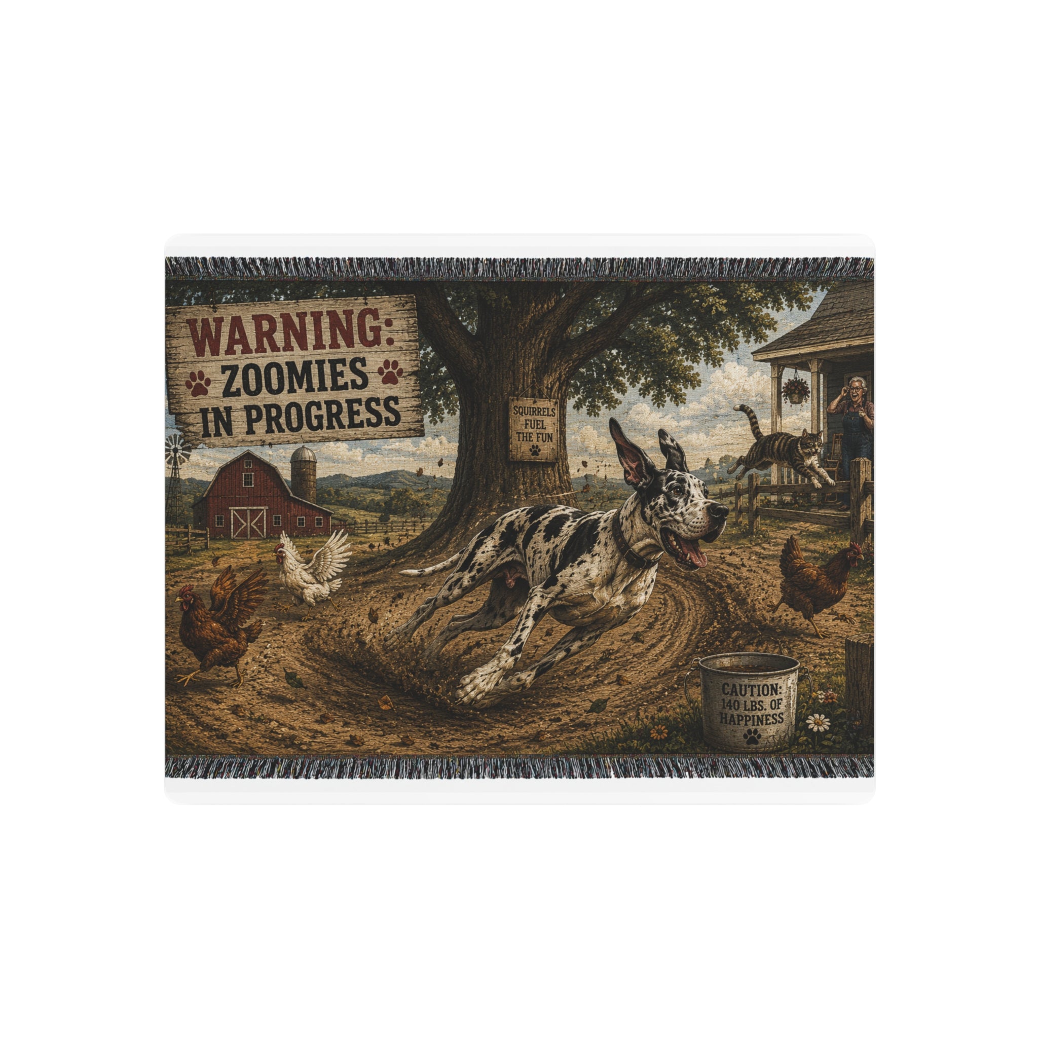 Metal Art Sign - "Warning: Zoomies in Progress" Farm Great Dane  Metal Wall Art