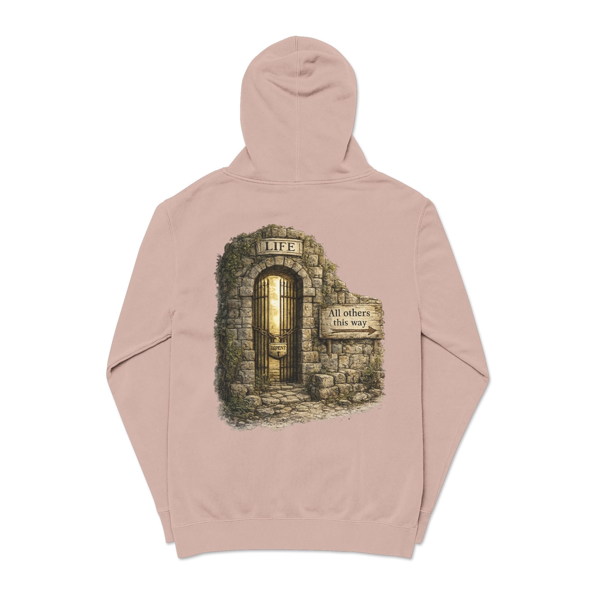 Faith Over Fear Hoodie — 'The Narrow Path Vintage Graphic Pigment-Dyed Hoodie
