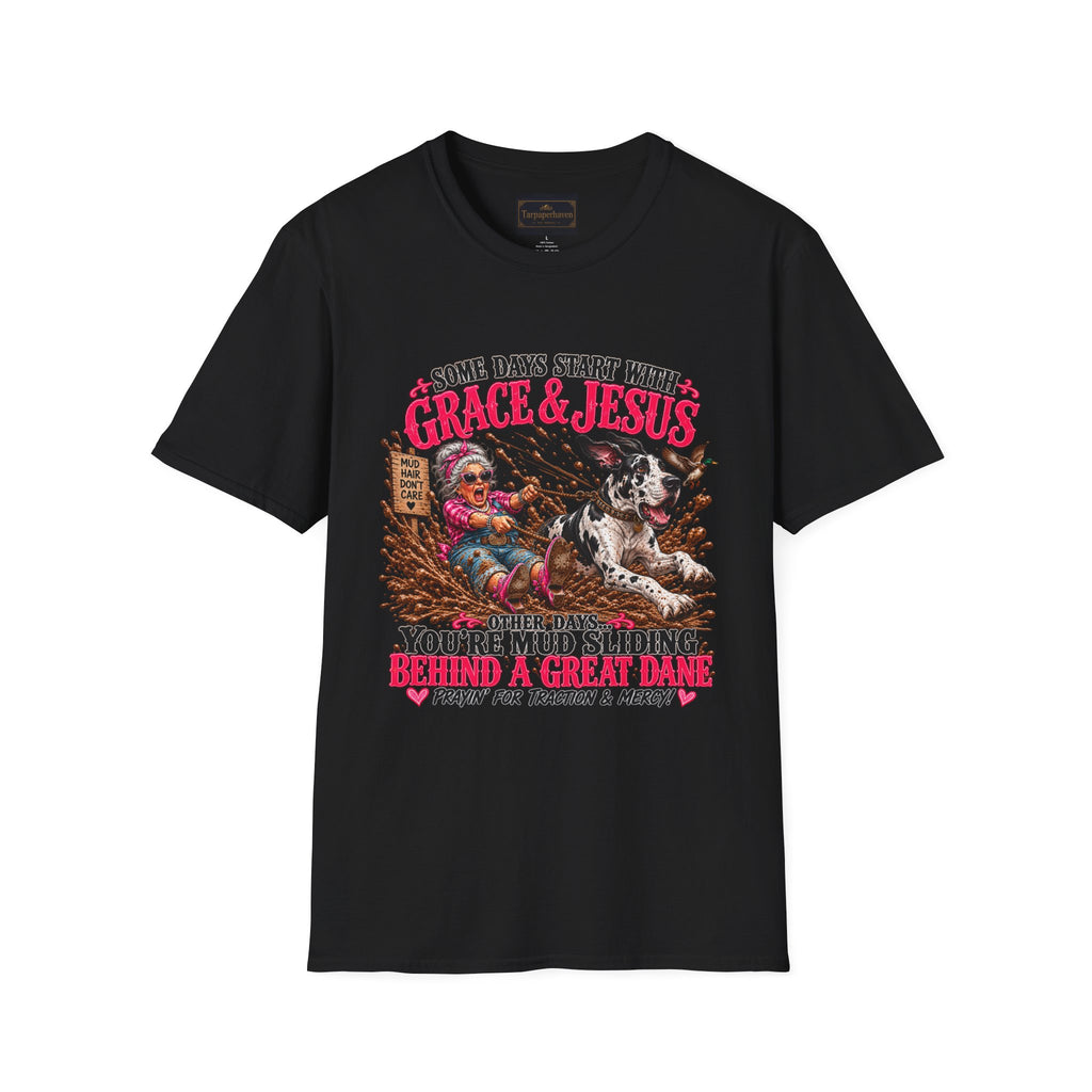 Great Dane Christian Mud Slide  Funny Graphic Tee