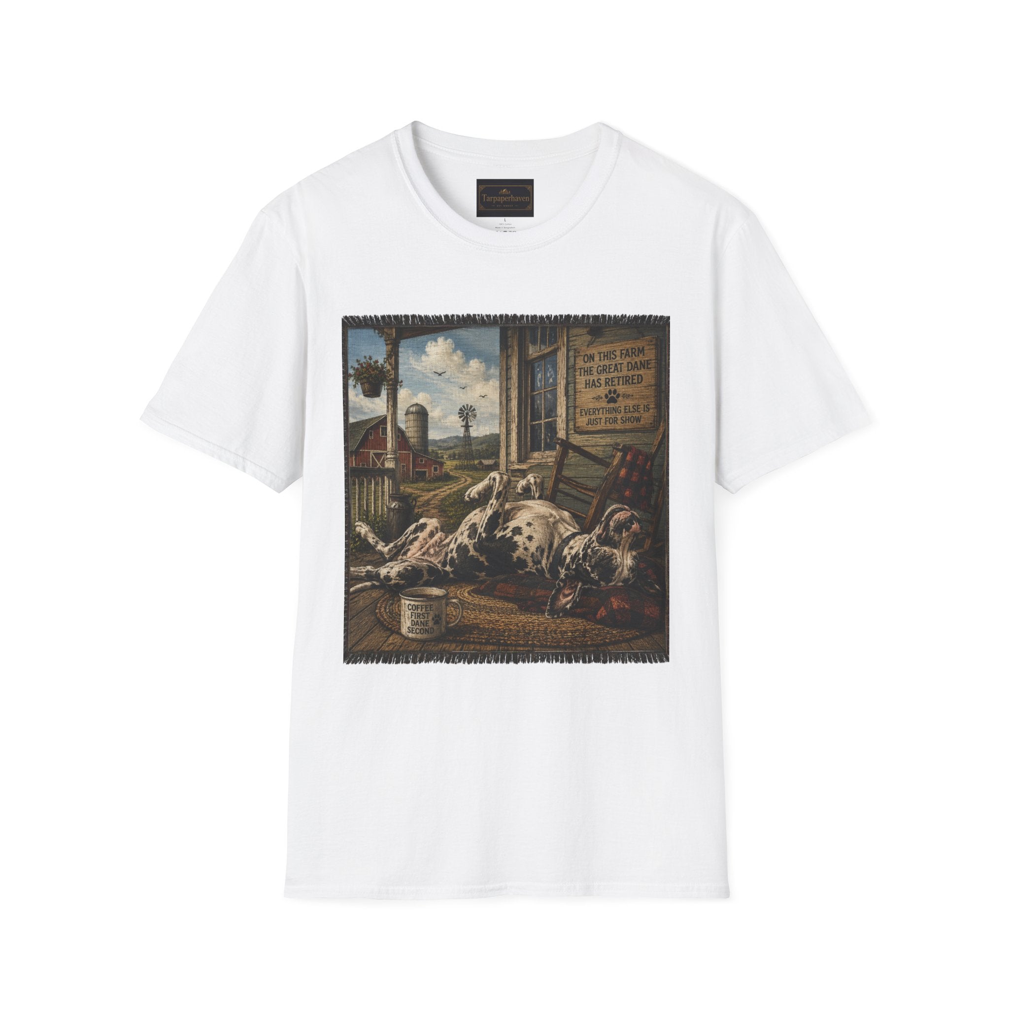 Great Dane Sleeping   Farmhouse Art T‑Shirt