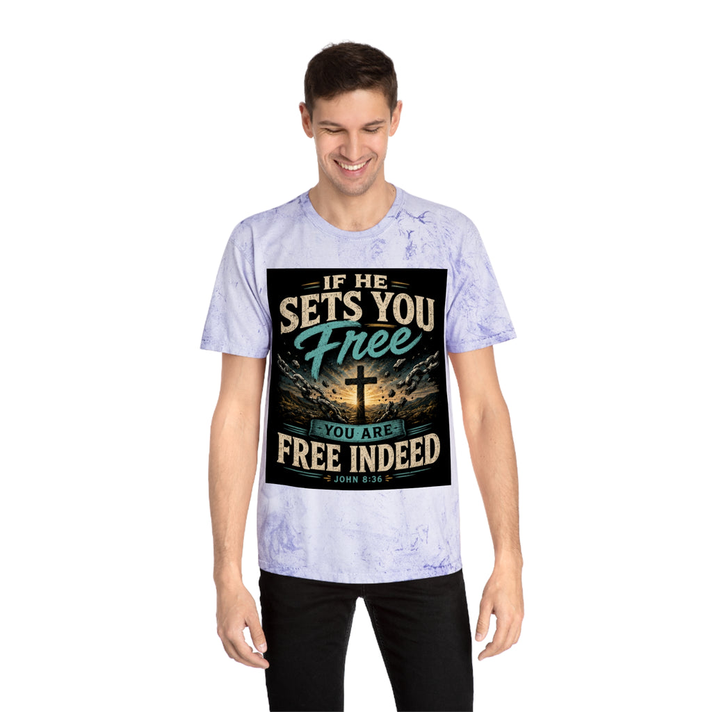 Christian Freedom Tee — "If He Sets You Free" Scripture T-Shirt