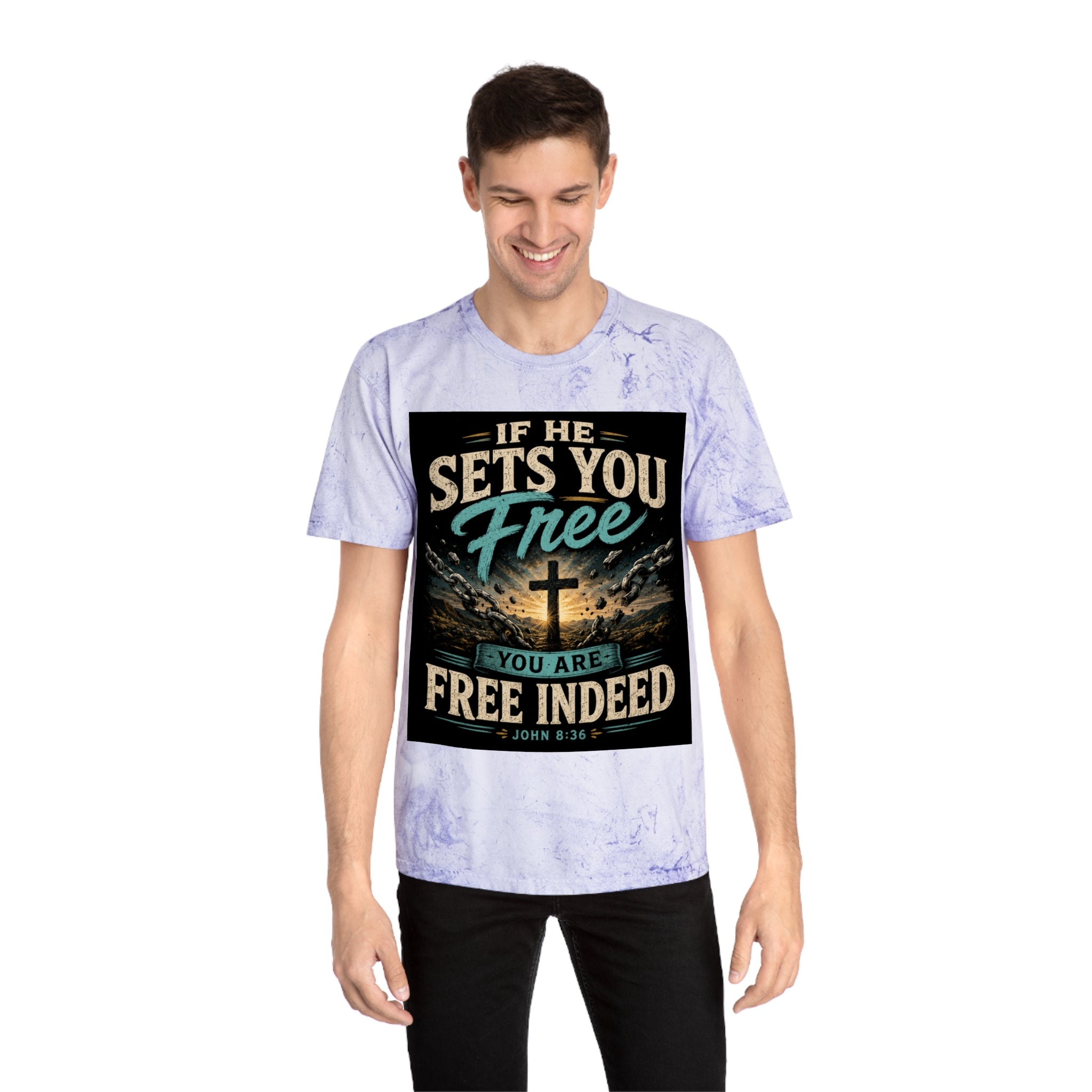 Christian Freedom Tee — "If He Sets You Free" Scripture T-Shirt
