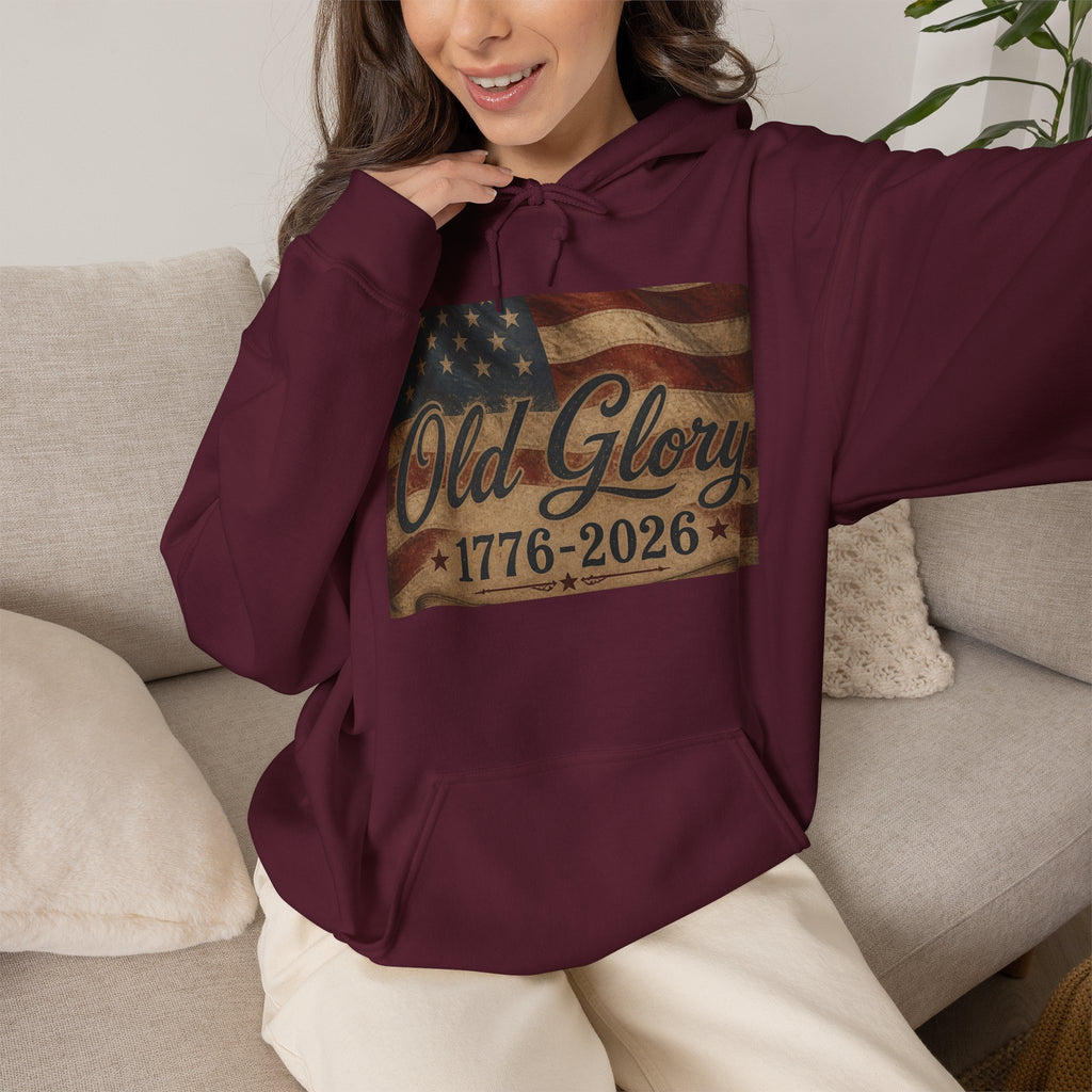 Patriotic Old Glory 1776-2026 Hoodie — American Flag Sweatshirt