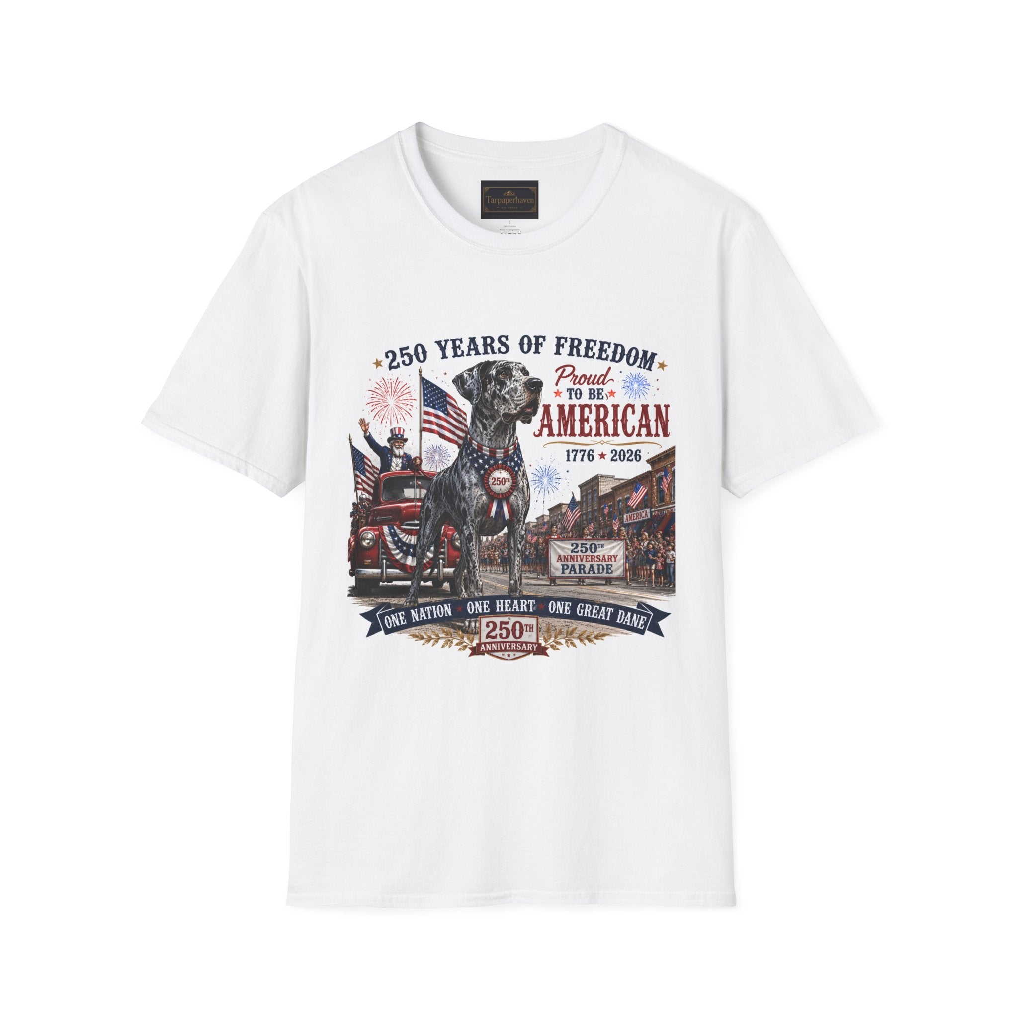 250th Great Dane T-Shirt — 1776–2026 Patriotic Tee