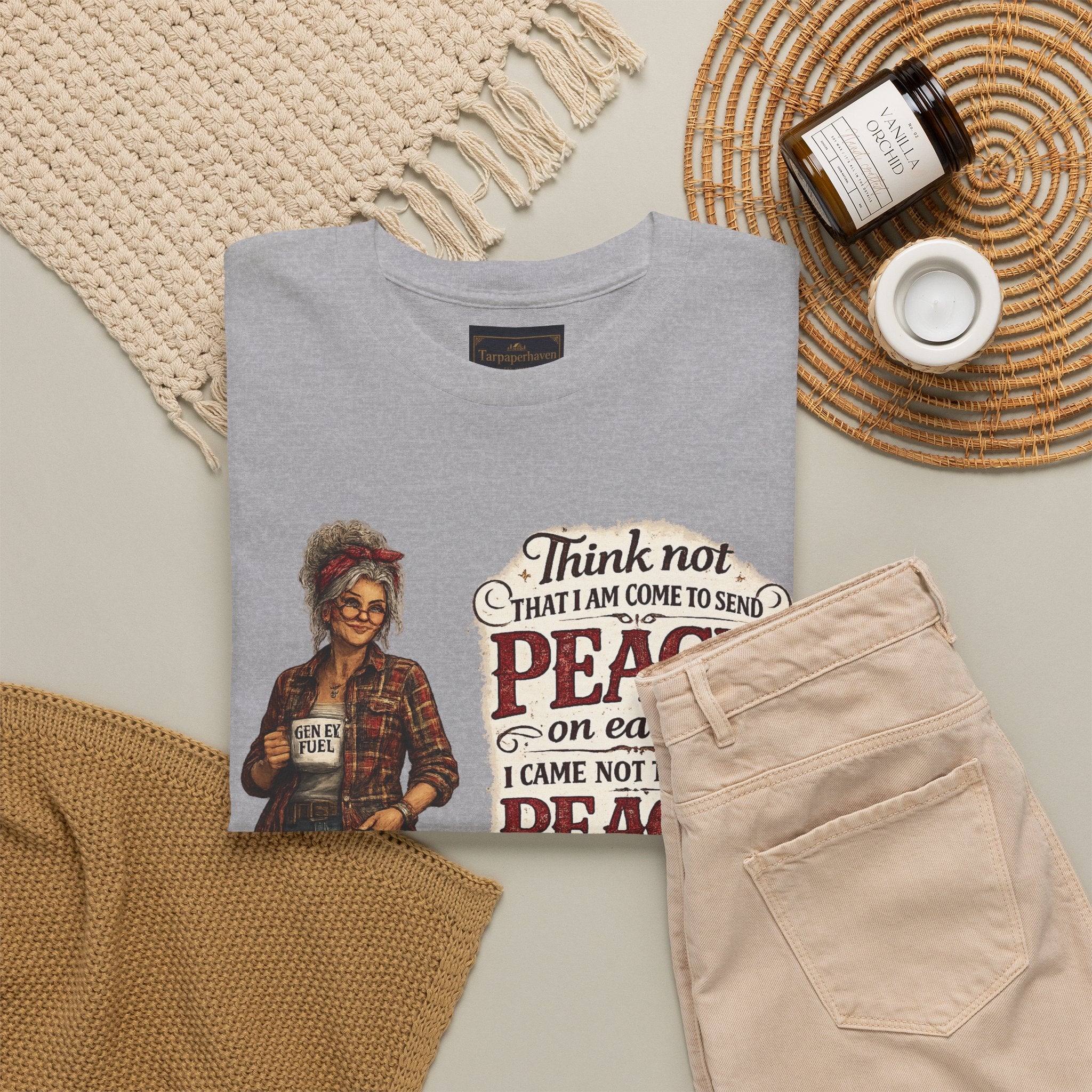 Christian Faith Tee — "I Come Not to Send Peace but a Sword" Matthew 10:34 Graphic Shirt