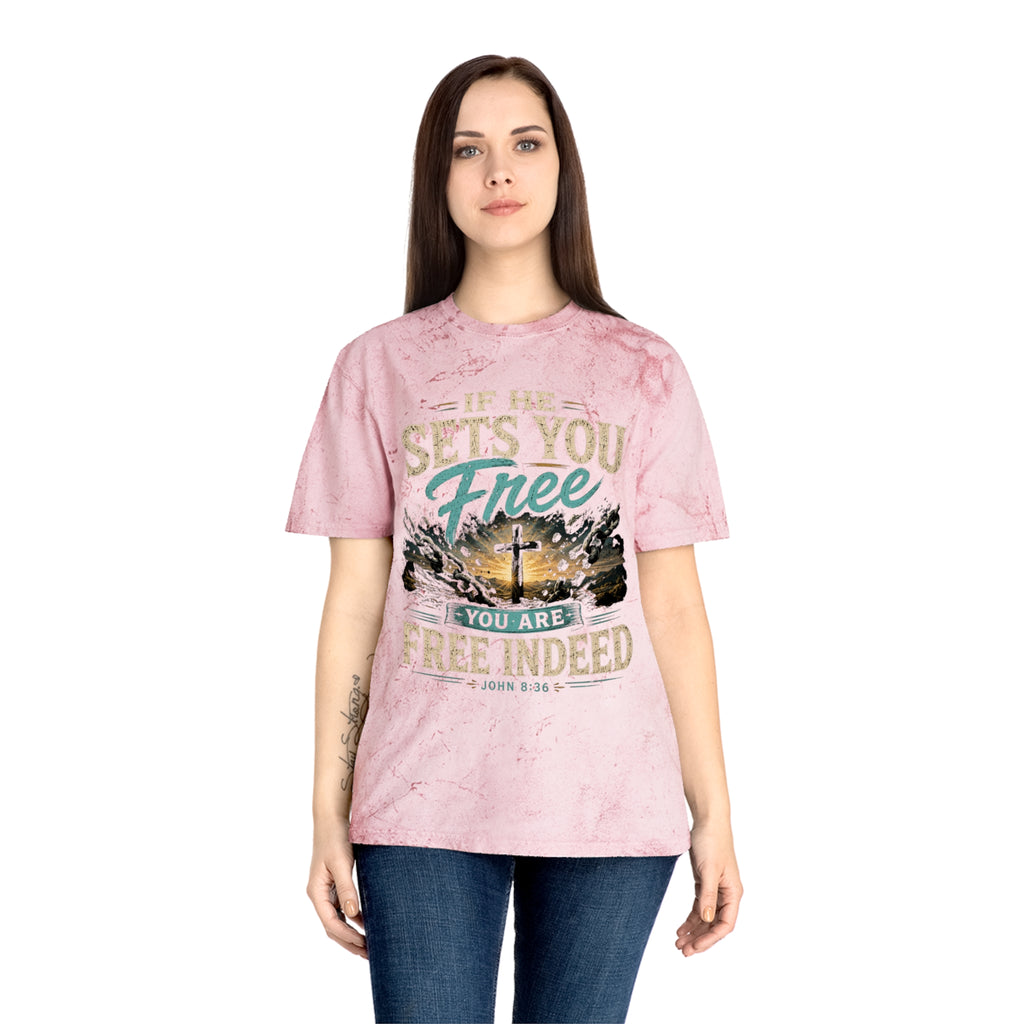 Christian Freedom Tee — "If He Sets You Free" Scripture T-Shirt
