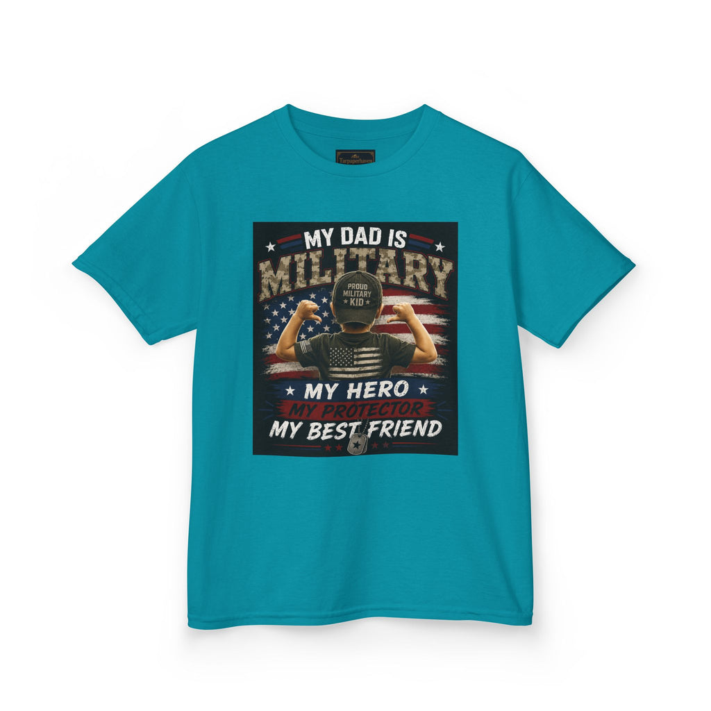 Kids Tee — "My Dad Is Military" Patriotic Hero Shirt