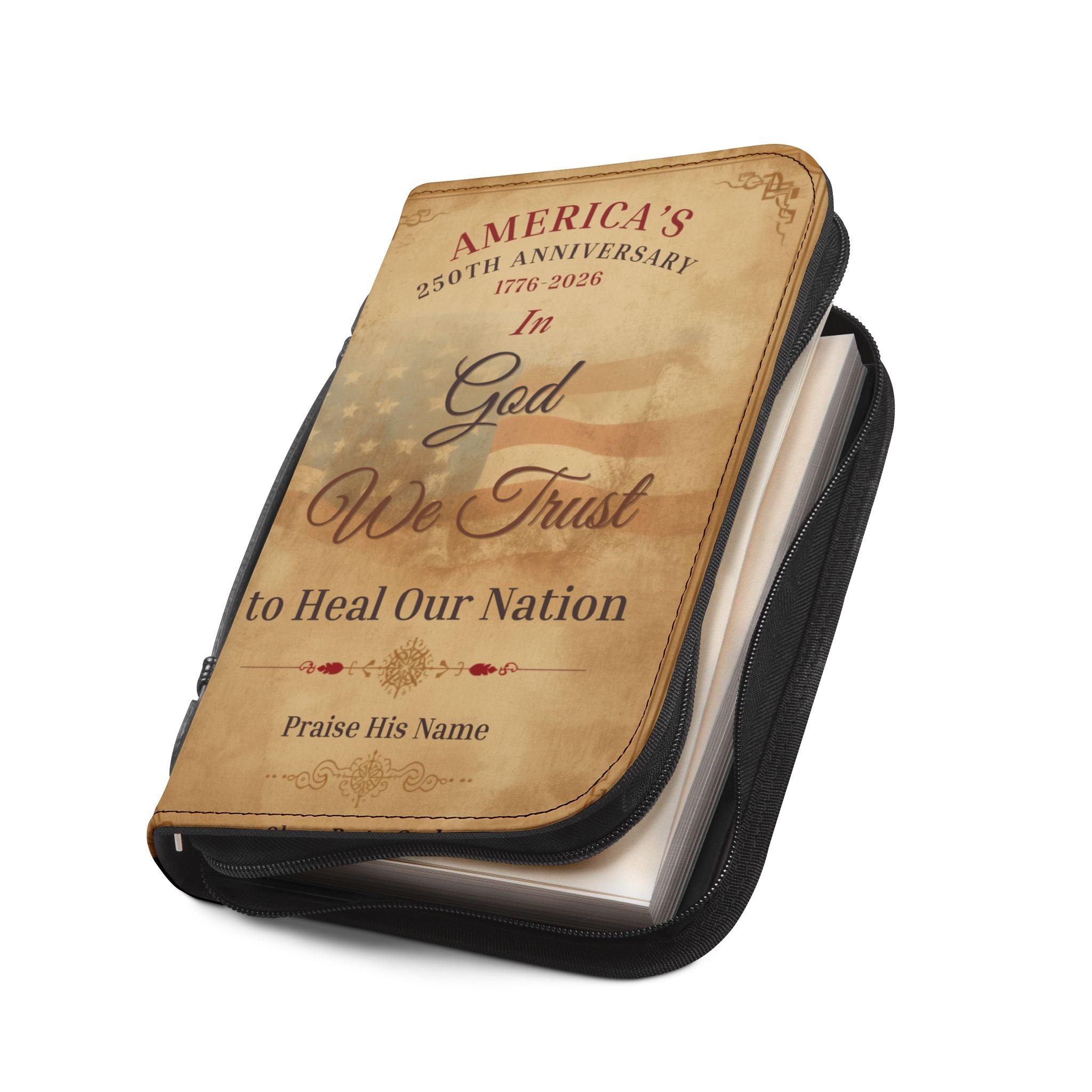 "In God We Trust" Patriotic Anniversary Zippered Bible Case