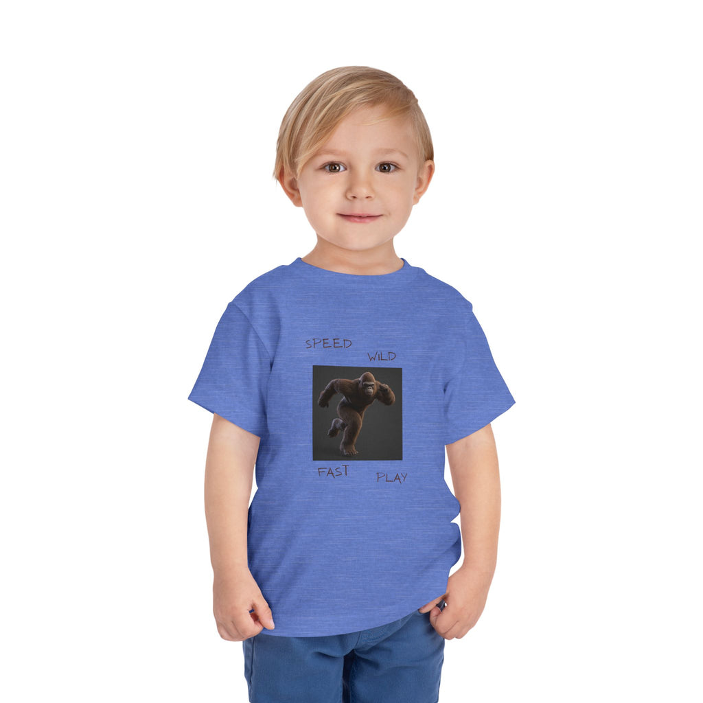 Toddler Tee — 'Speed Wild Fast Play' Running SasquatchGraphic